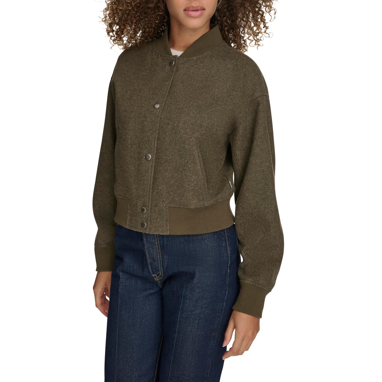 Levi's Women's Varsity Bomber Jacket, Olive Wool Blend, Medium