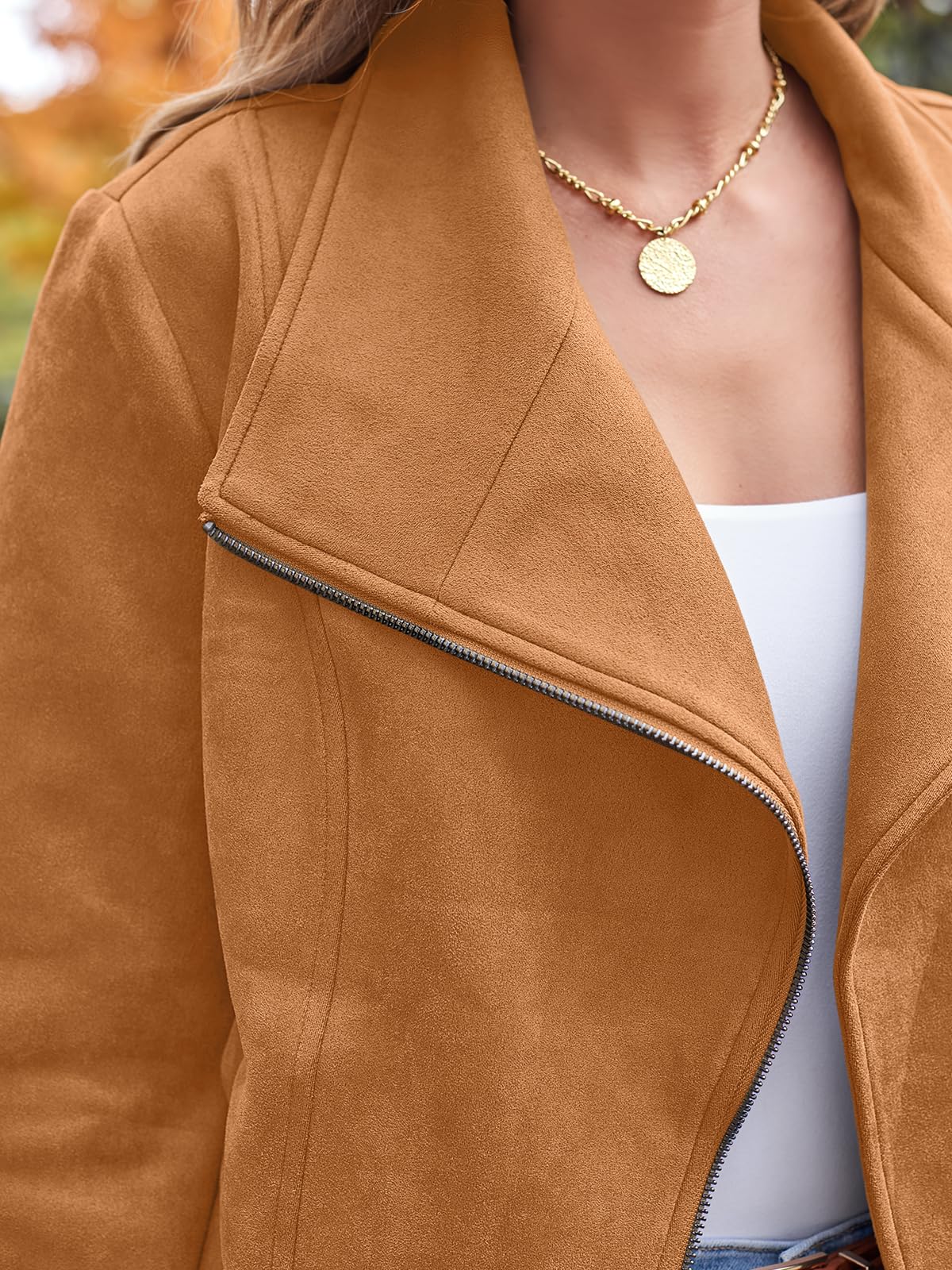AUTOMET Women's Faux Suede Leather Jacket Cropped Open Front Cardigan Buttery Soft Lightweight Fall Coat Brown XL