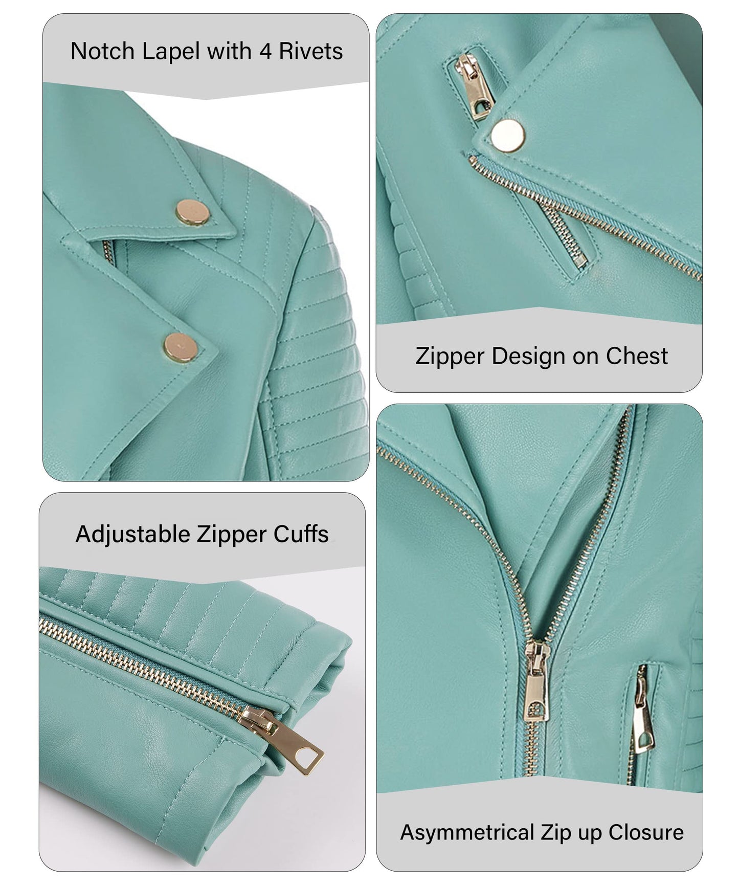 Bellivera Women's Faux Leather Casual Jacket 2026 Spring Trendy Motorcycle Outfits Lightweight Classic Coat 53 Blue L
