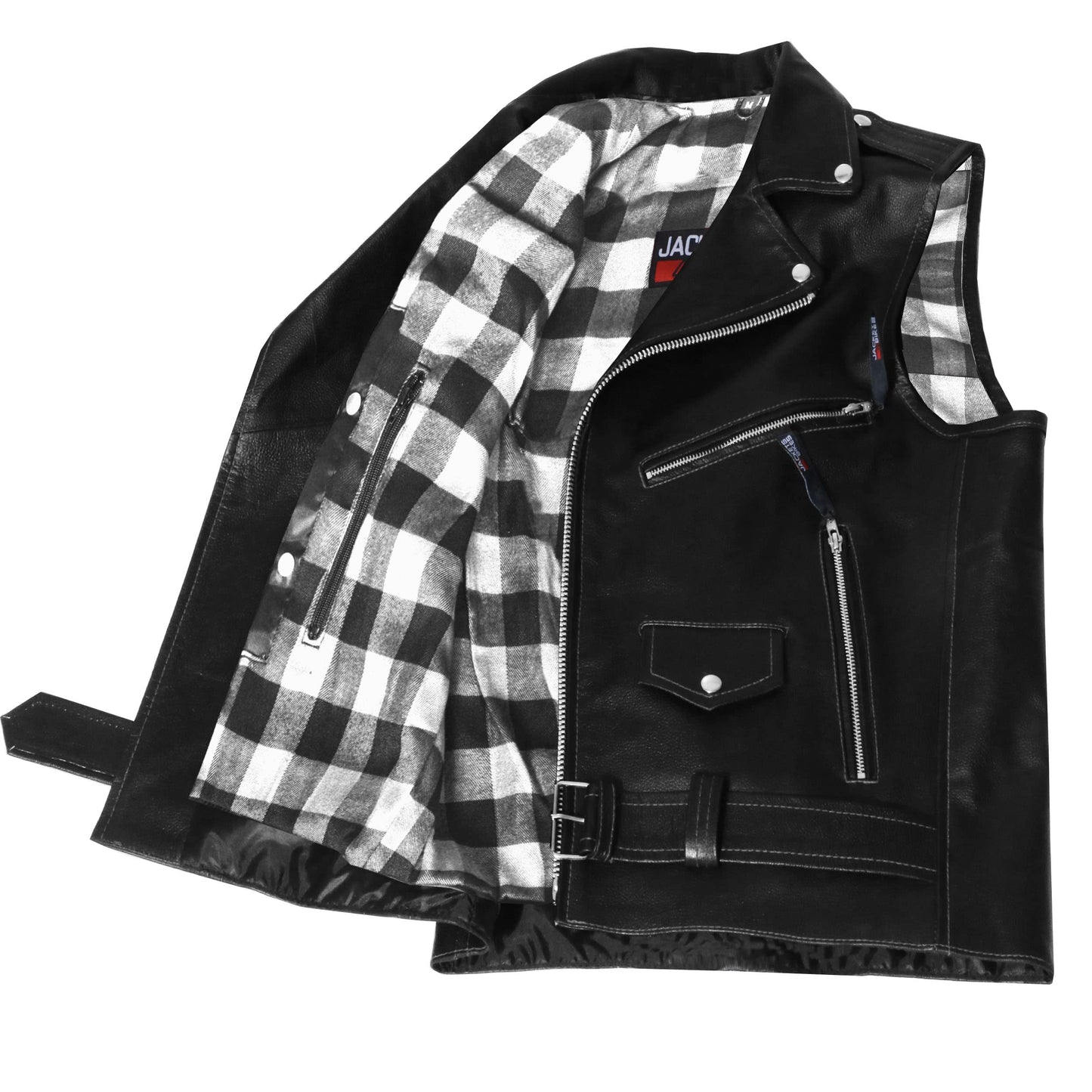 Jackets 4 Bikes Men's Classic Buffalo Leather Motorcycle Biker Vest | Vintage Cruiser Vest for Men, | Stylish Street Club Riding Flannel White L
