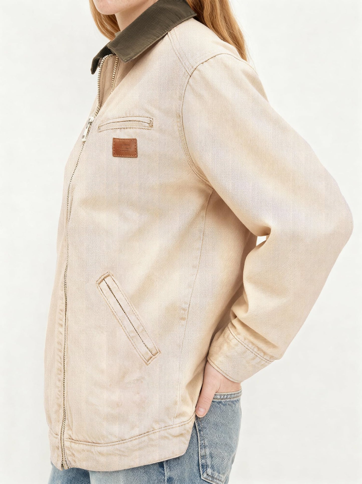 EMMIOL Barn Jean Jacket for Women Zipper 2026 Clean Fit Long Sleeve Denim Jackets