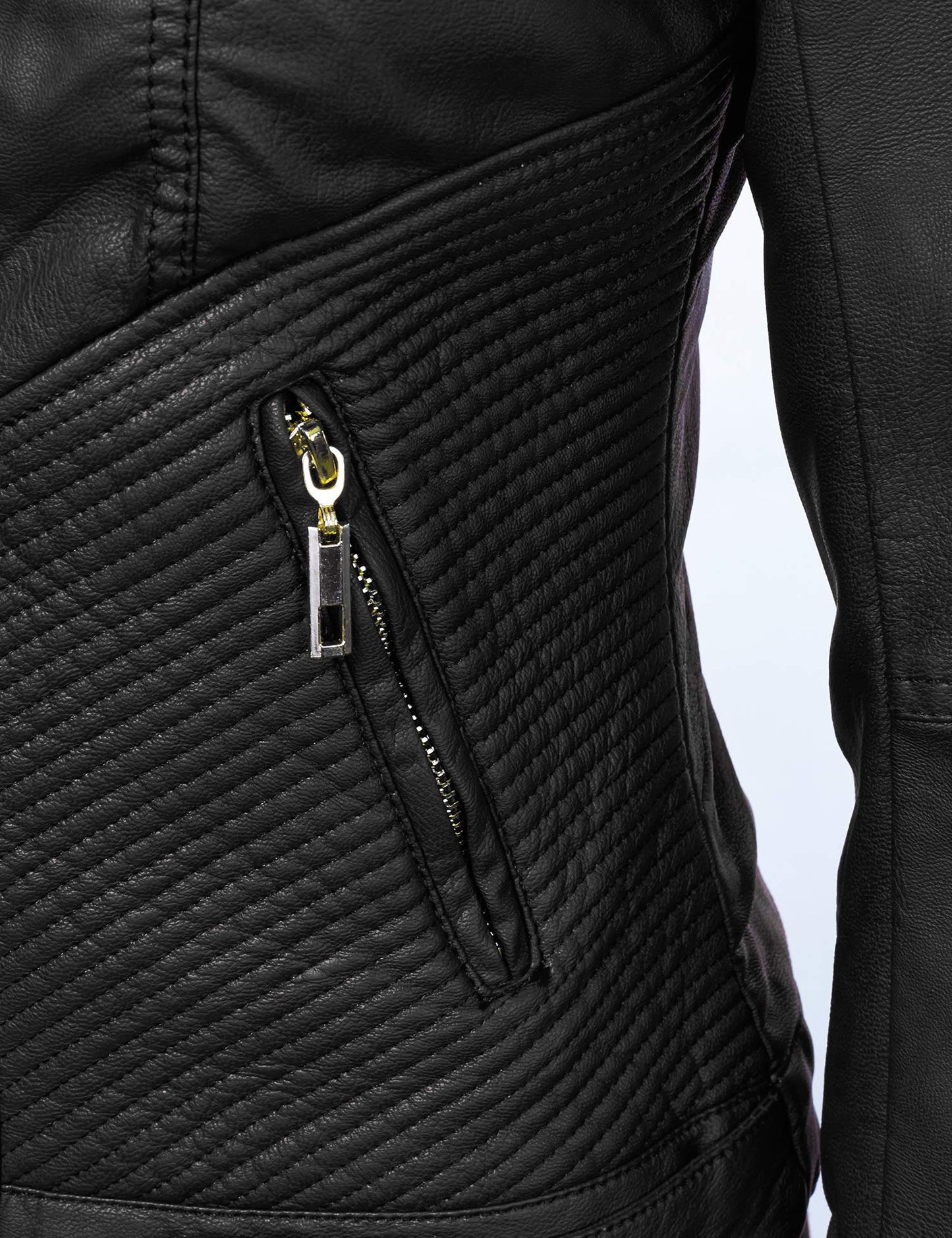 Lock and Love LL WJC747 Womens Dressy Vegan Leather Biker Jacket XL BLACK