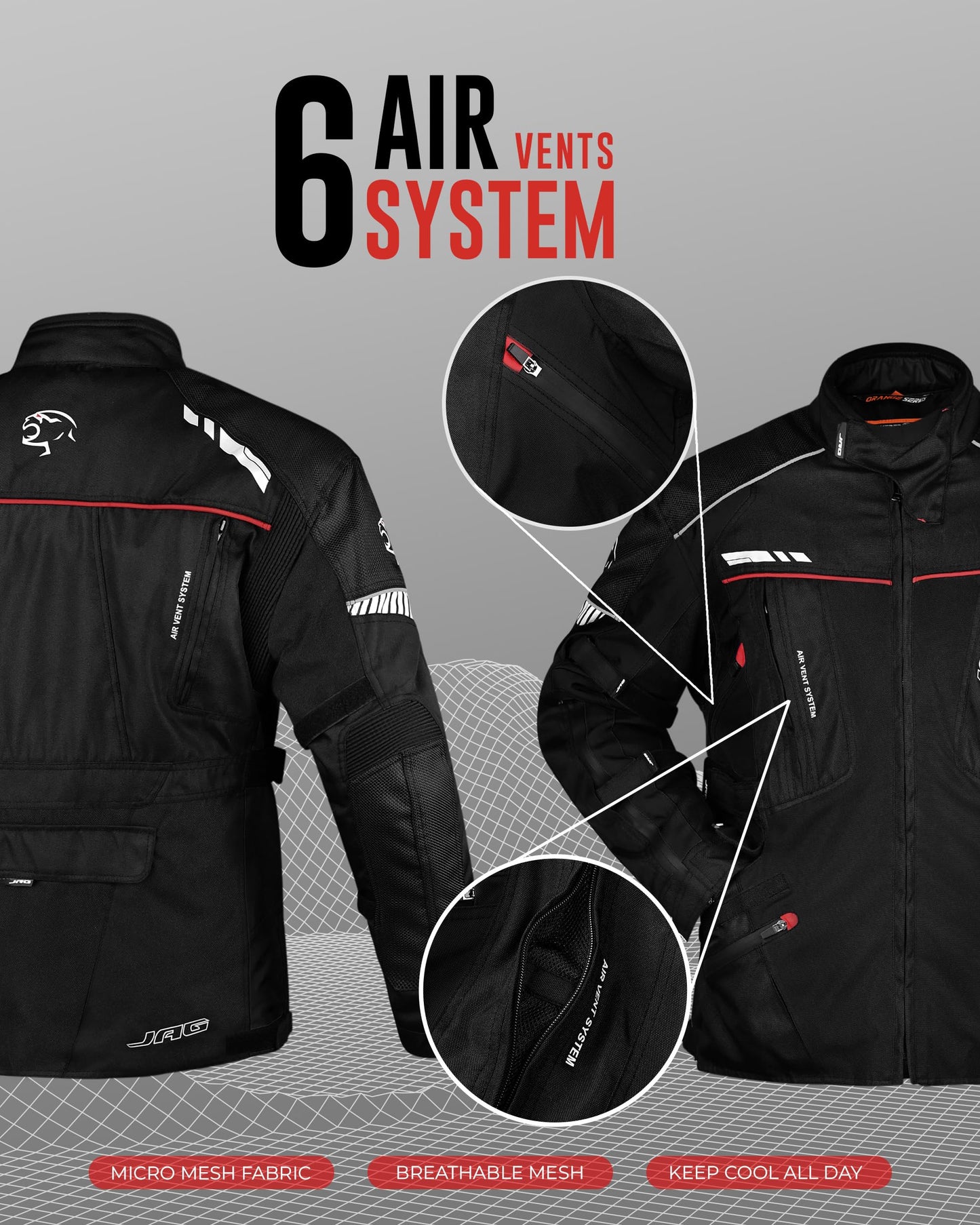 J.A.G. JAG Touring Motorcycle Armor Jacket for Men, Dual Sports Water Resistant Adventure Riding Jacket with Cordura Fabric & CE Armor Impact Protection