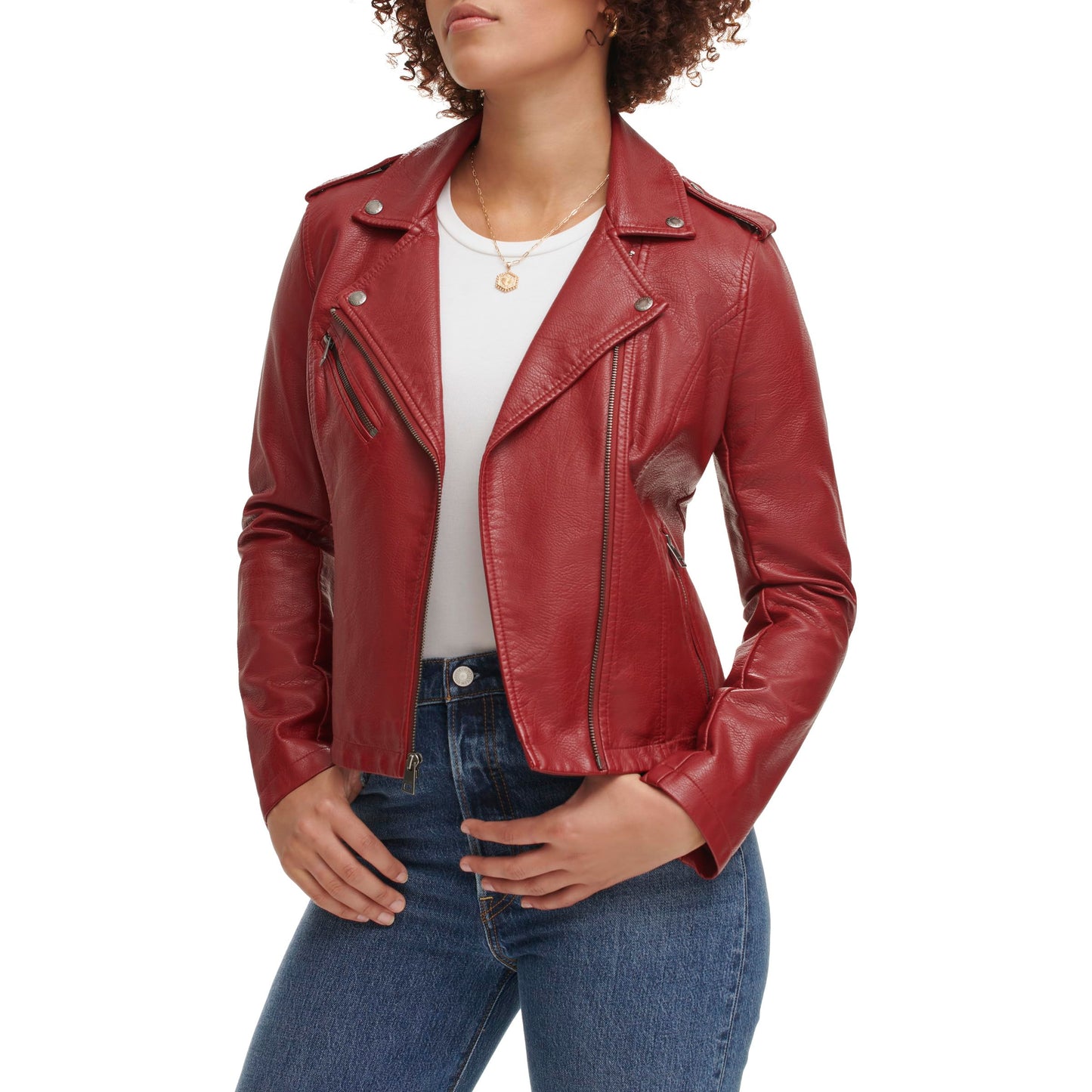 Levi's Women's Faux Leather Jacket, Deep Cherry Red, Medium