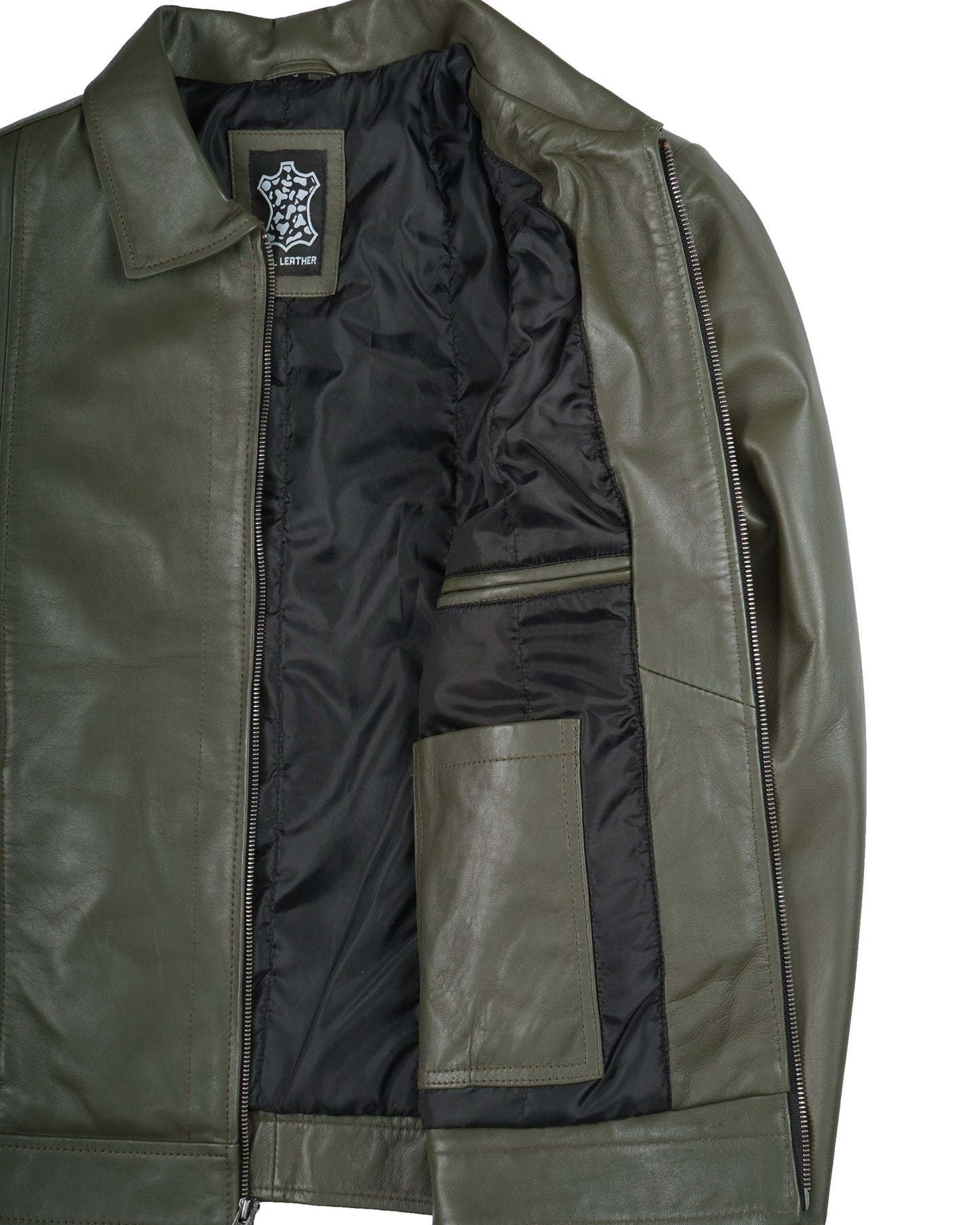 Decrum Vintage Leather Jacket - Leather Jacket Mens | [1124084] Jse Olive Grn, L