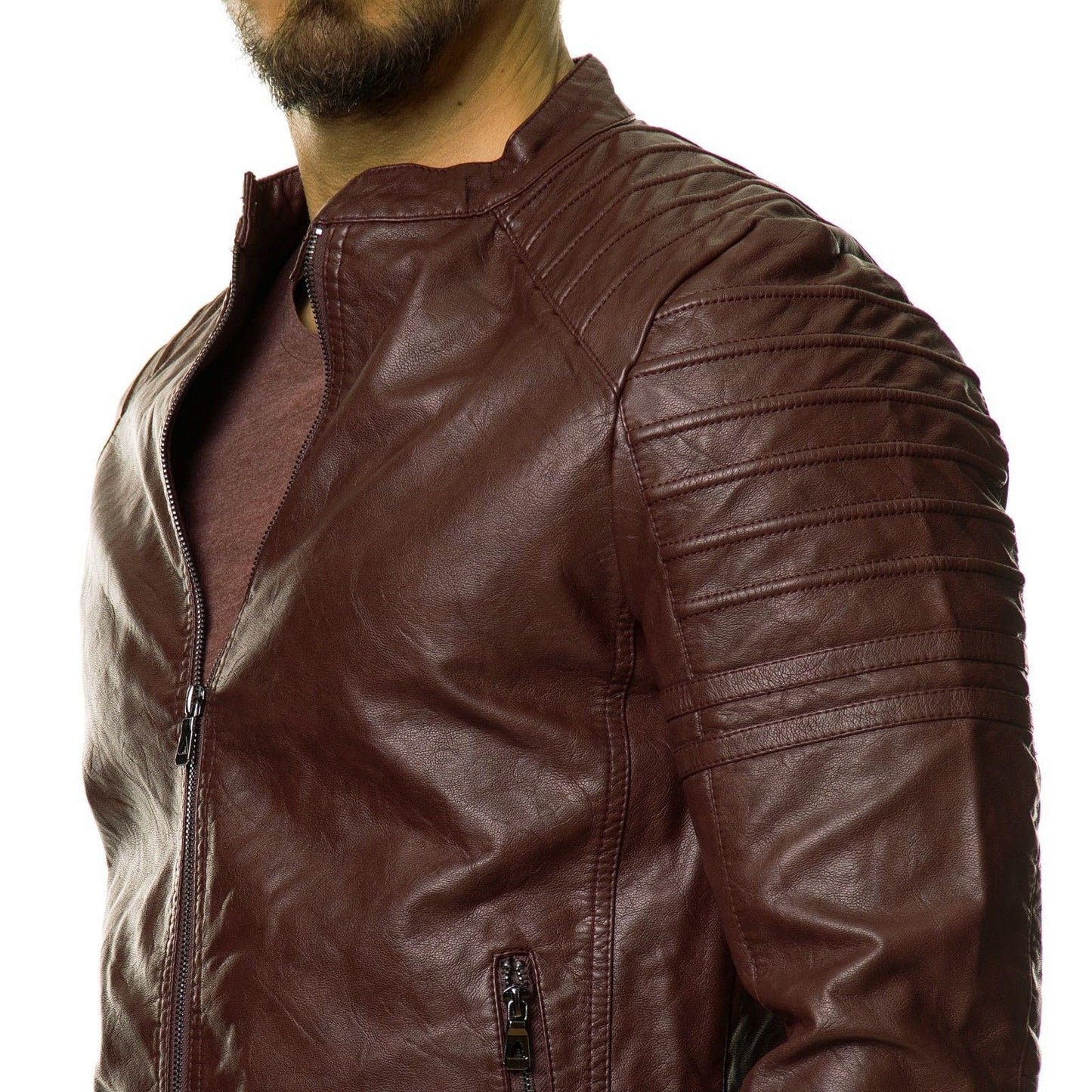 DECIMAL Men's Black REAL Lambskin Leather Biker Jacket VINTAGE GENUINE MOTORCYCLE JACKETS FOR MEN (US, Alpha, Medium, Regular, Regular, BROWN)