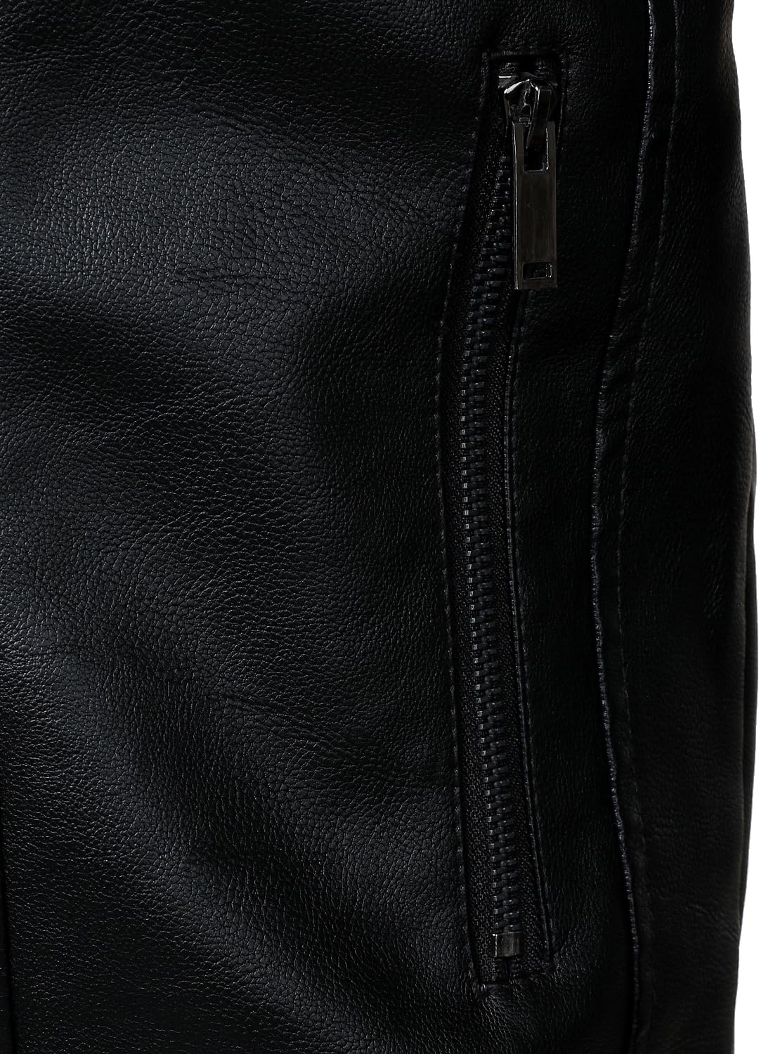 HOOD CREW Men’s Stand Collar Leather Jacket Motorcycle Jackets Faux Leather Biker Coats Lightweight Outwear Black L