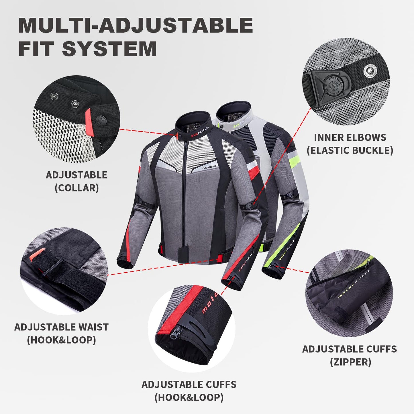 Zyxformis Summer Motorcycle Jacket, Breathable Mesh Motorcycle Riding Jacket For Men With CE Armored