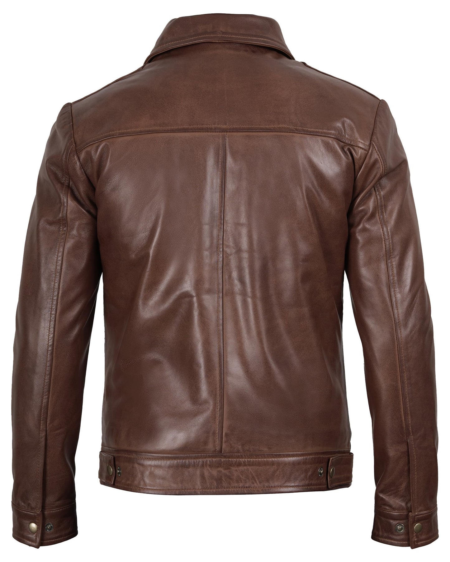 fjackets Mens Leather Jacket - Real Leather Jackets For Men - Motorcycle Leather Jacket Men Wiiick Cognac |[1100375], XL