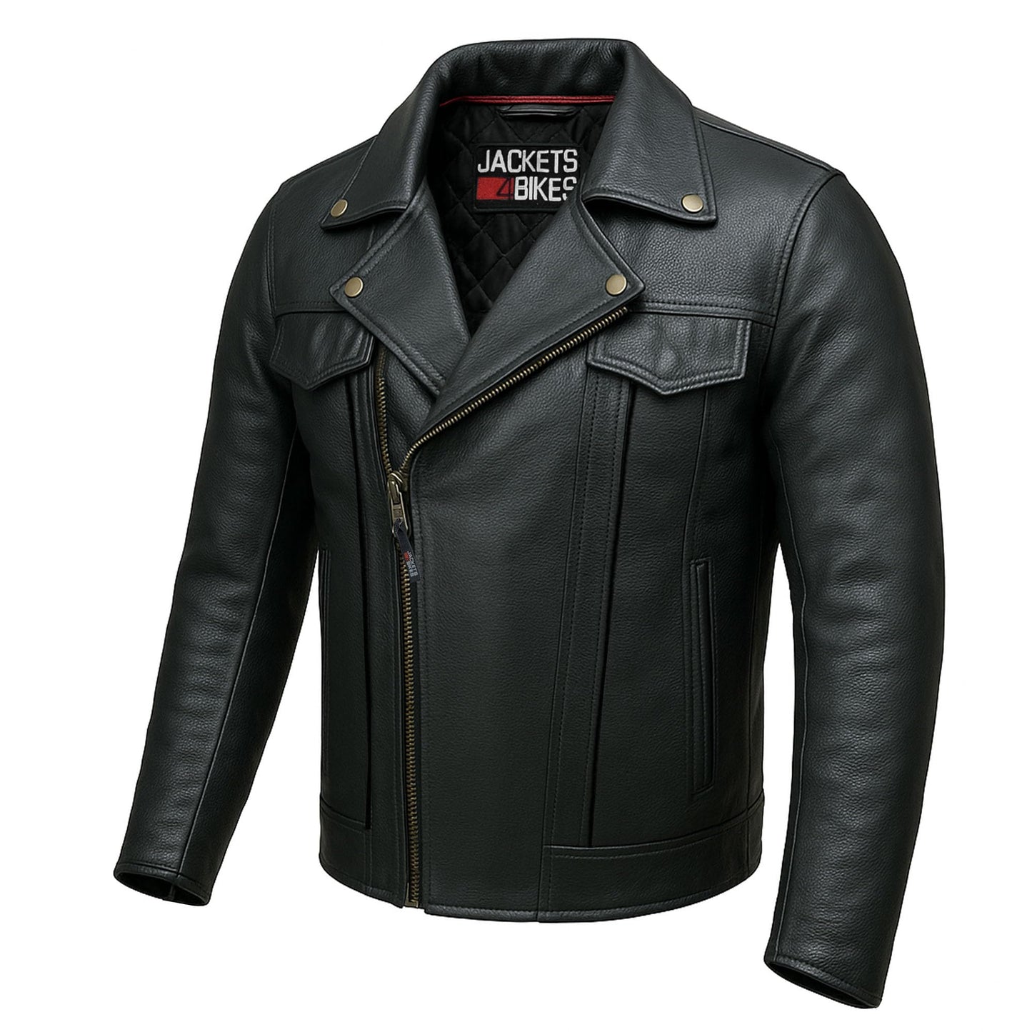 OUTRIDER Men's Motorcycle Jacket, Premium Natural Buffalo Leather, CE Armor, Utility Pockets, Biker Touring Black XL