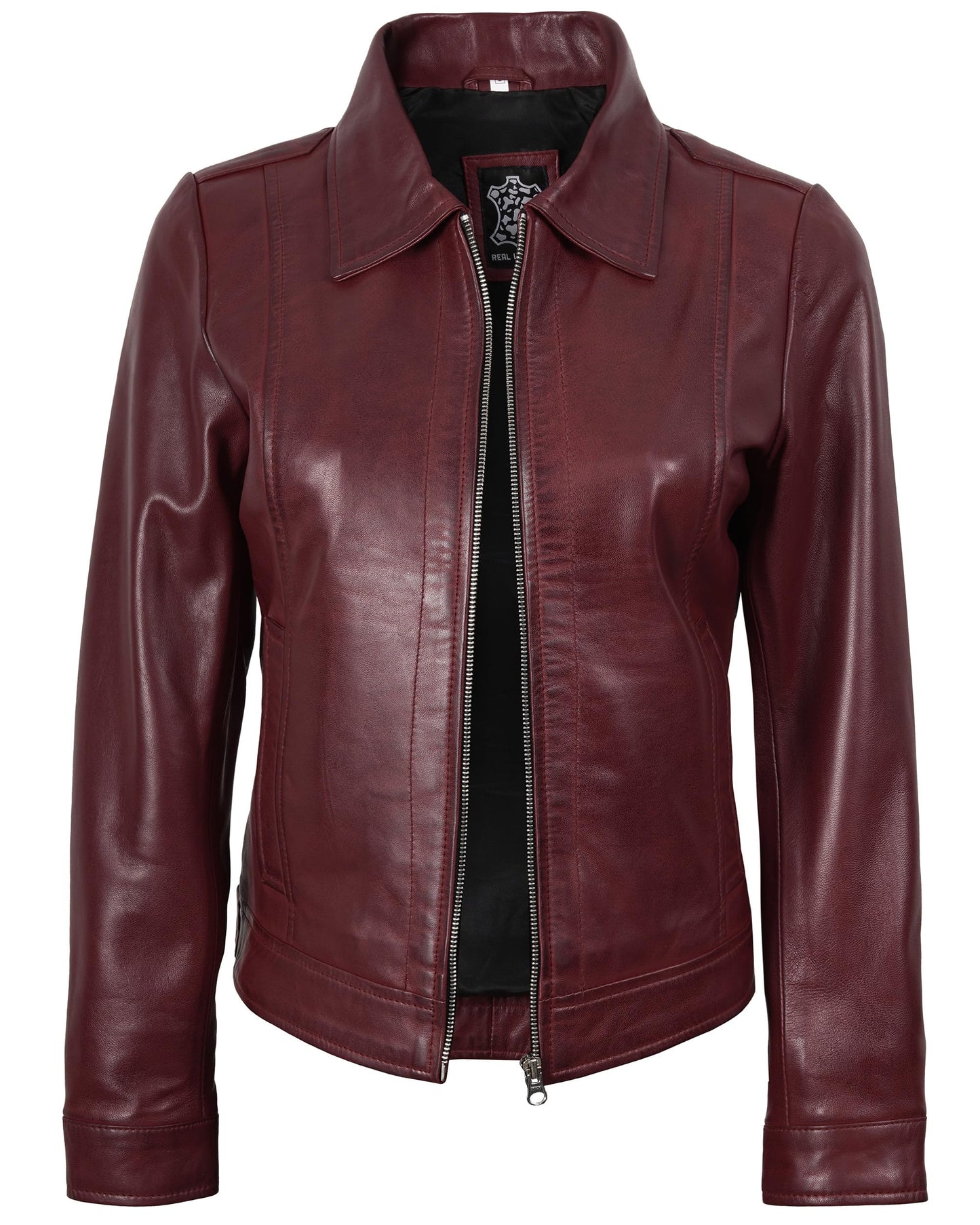 Blingsoul Real Leather Jacket Women- Blue Leather Jacket for Women | [1326893] Jose Maroon, M