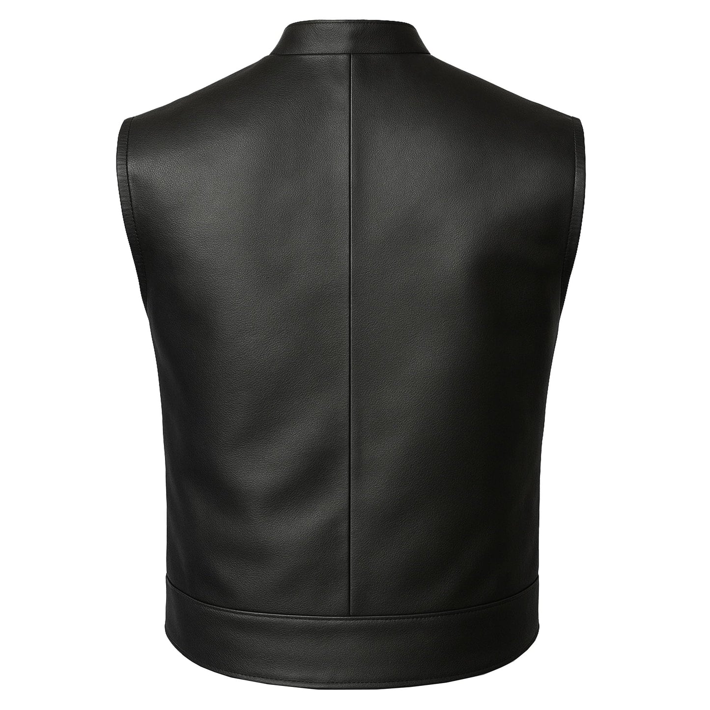 Jackets 4 Bikes Men’s SOA Motorcycle Vest – Premium Buffalo Leather Multiple Pockets Club Style Biker Vest with Metal Zippers Black XL
