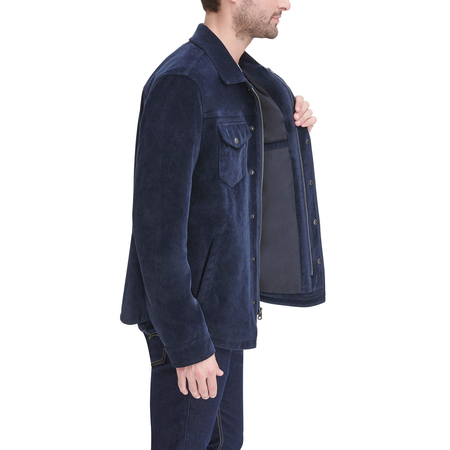 Levi's mens Shirt Faux Leather Jacket, Navy Faux Suede, X-Large US