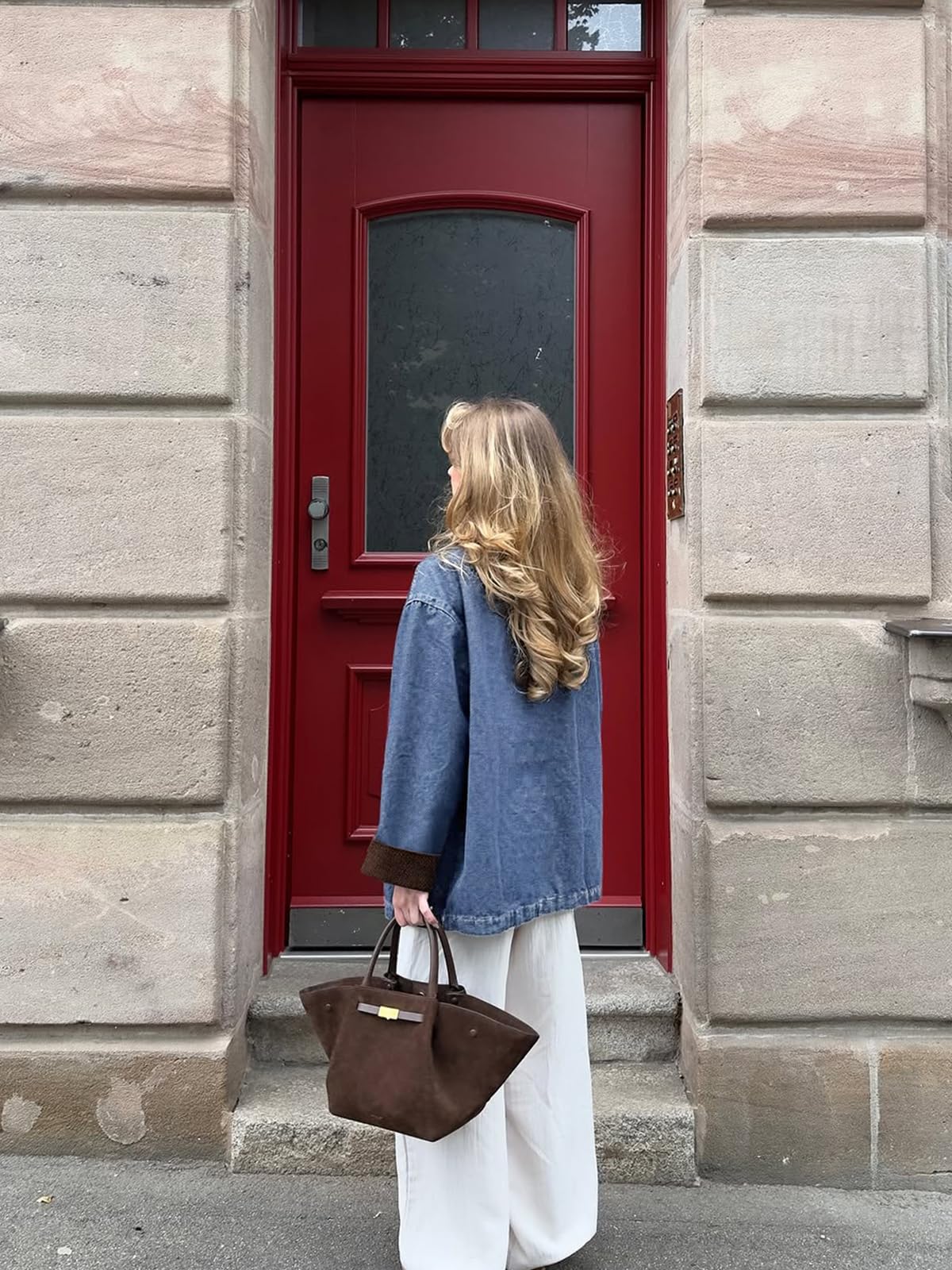 EMMIOL 025 Oversized Jean Jacket Women, Y2K Denim Fall Jackets Coat Vintage Trendy Relaxed Fit,Light Blue+L