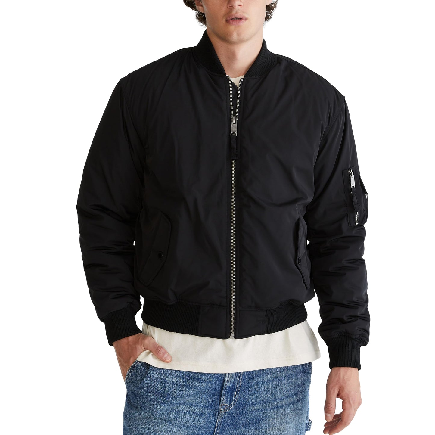 FLIGHT BOMBER JACKET, DARK BLACK, M