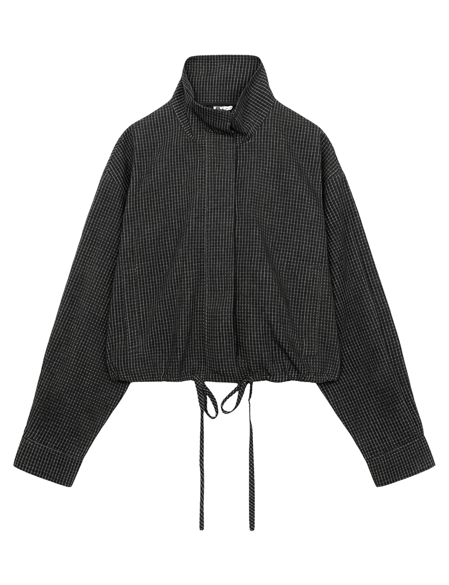 Ziqoty Womens Plaid Jacket Casual Lightweight Cropped Coat(Black-L)