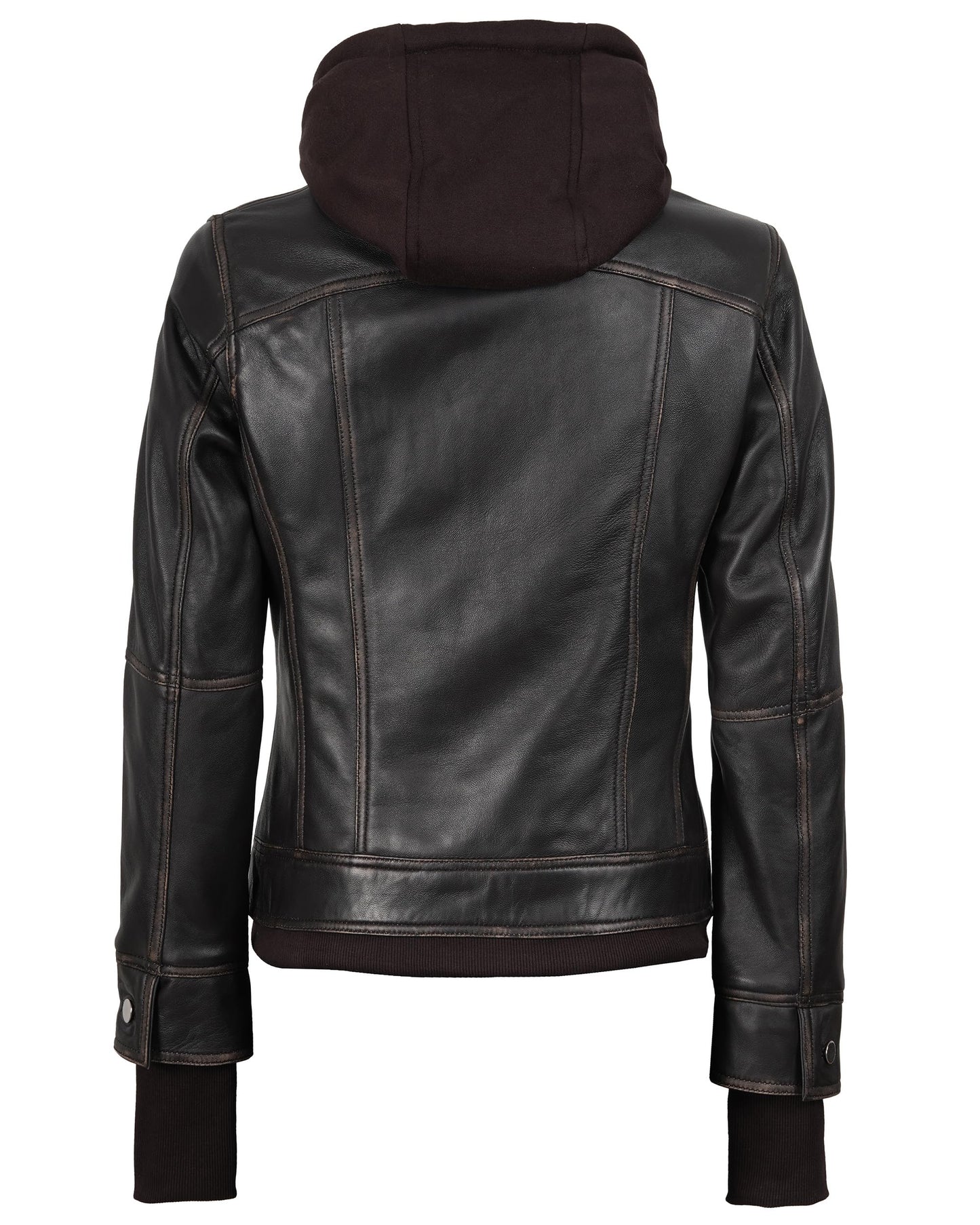 Blingsoul Biker Hooded Leather Jacket For Women | [1316123] Betty Ruboff, M