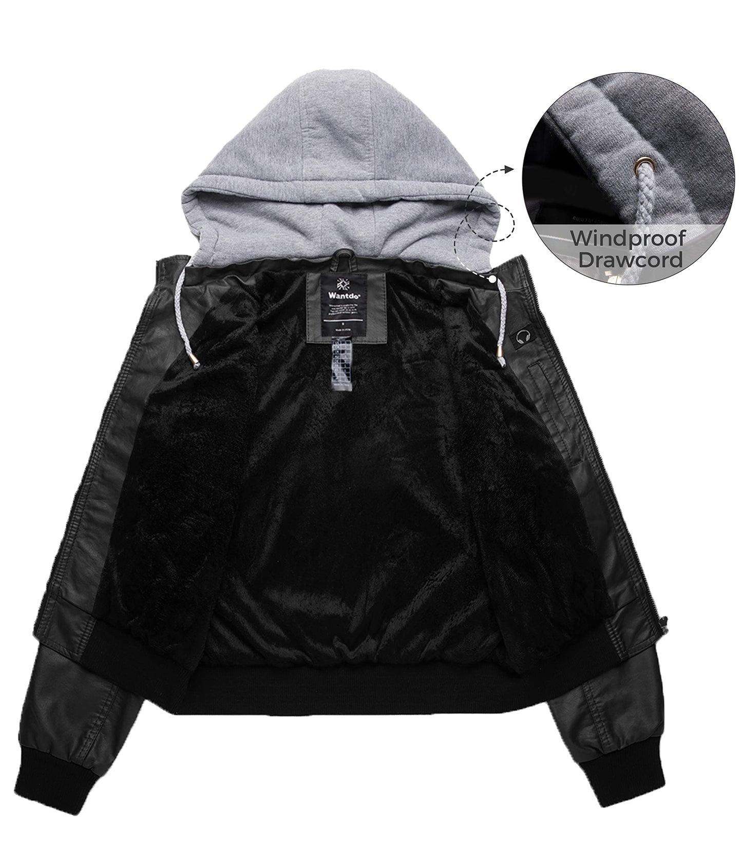 wantdo Women's Zipped Moto Faux Leather Jacket Casual Short Coat Outwear Black L