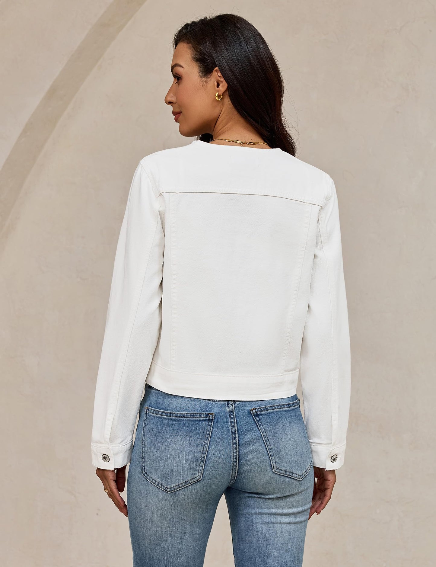 luvamia White Denim Jacket Women Spring Jackets for Women Country Concert Outfit Denim Shacket Jean Jackets Cream White Medium