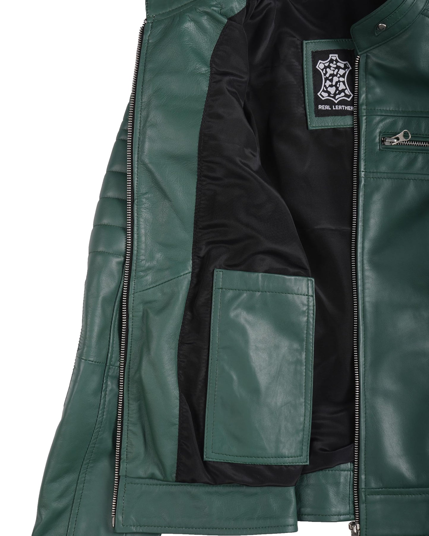 Decrum Leather Jackets - Green Leather Jacket | [1323945] Cafe Rcr Green, XL