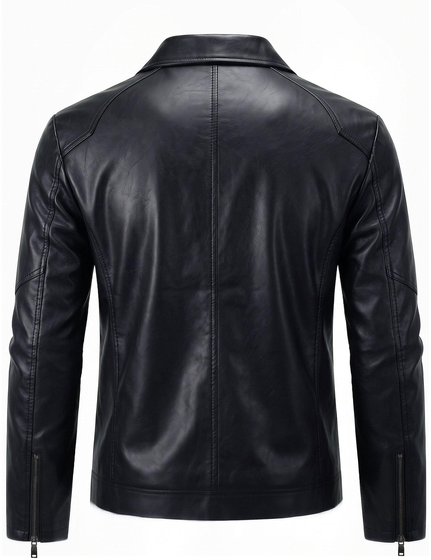 Zbrandy Mens Leather Jacket Faux Leather Motorcycle Jackets Turn Down Collar Biker Coat Outwear Black L