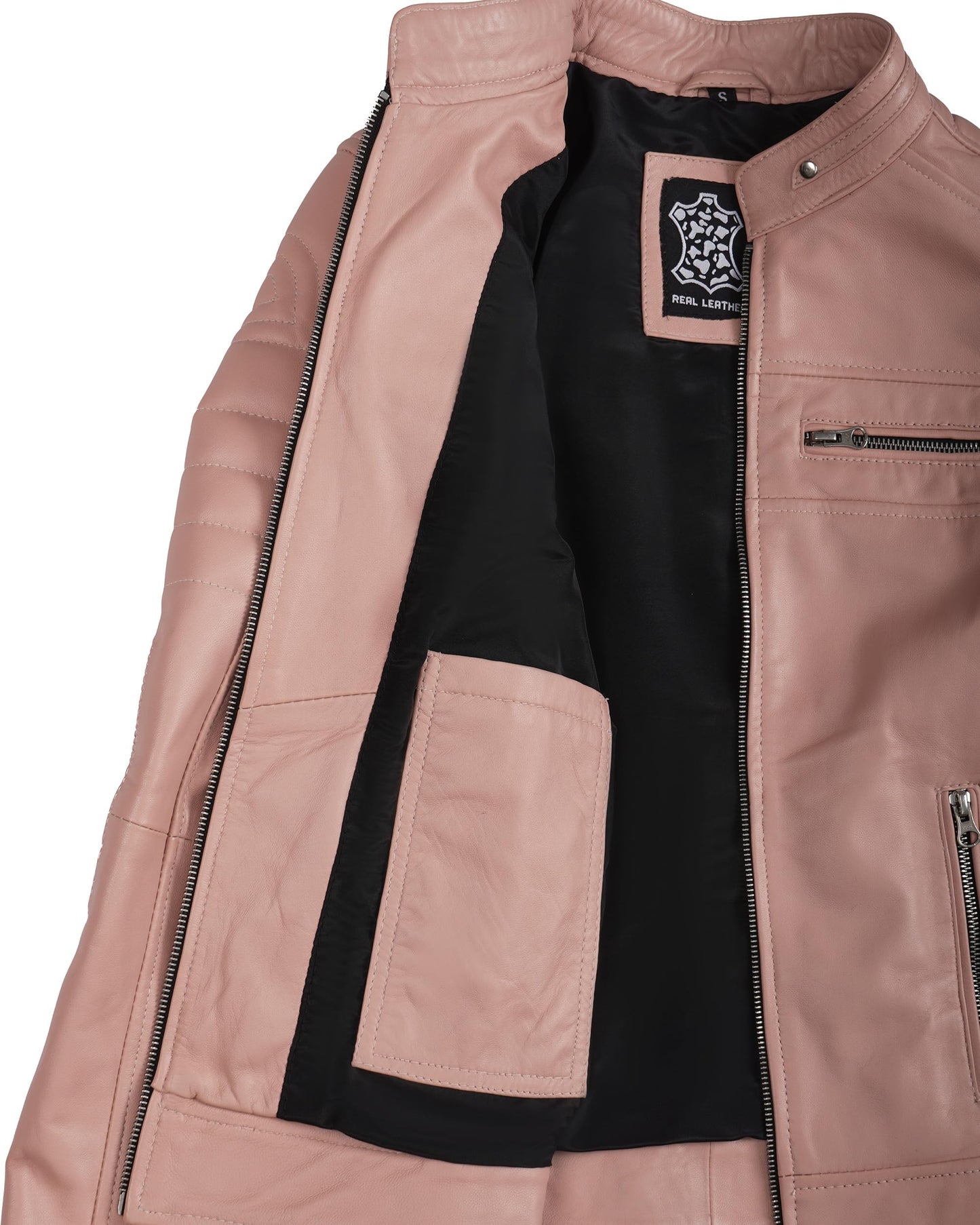 Decrum Disc Leather Jacket Women | [1323954] Cafe Rcr Pink L
