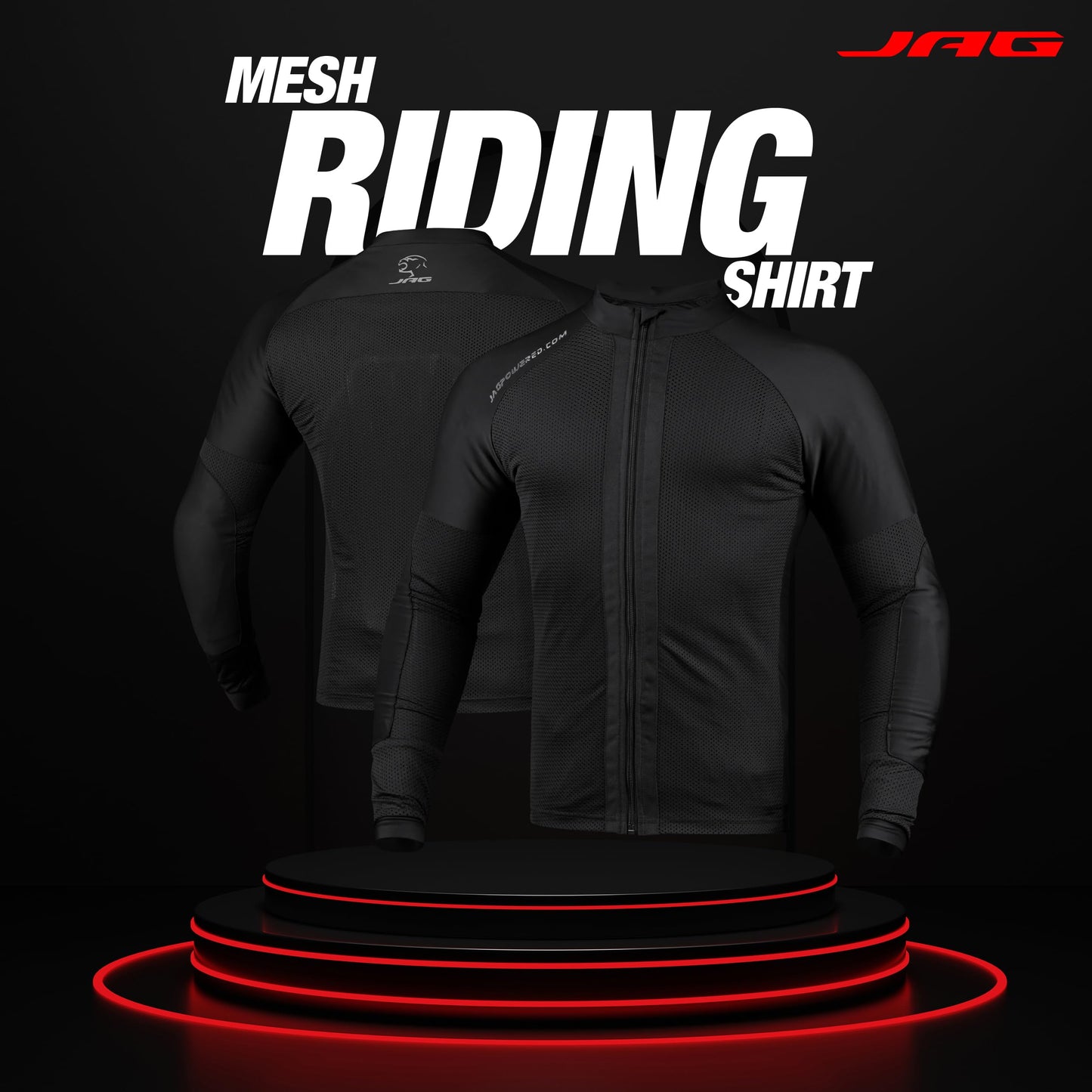 J.A.G. Motorcycle Mesh Shirt for Men with CE Certified Protective Padded Armors | All Season Motorcycle Riding Shirt Black
