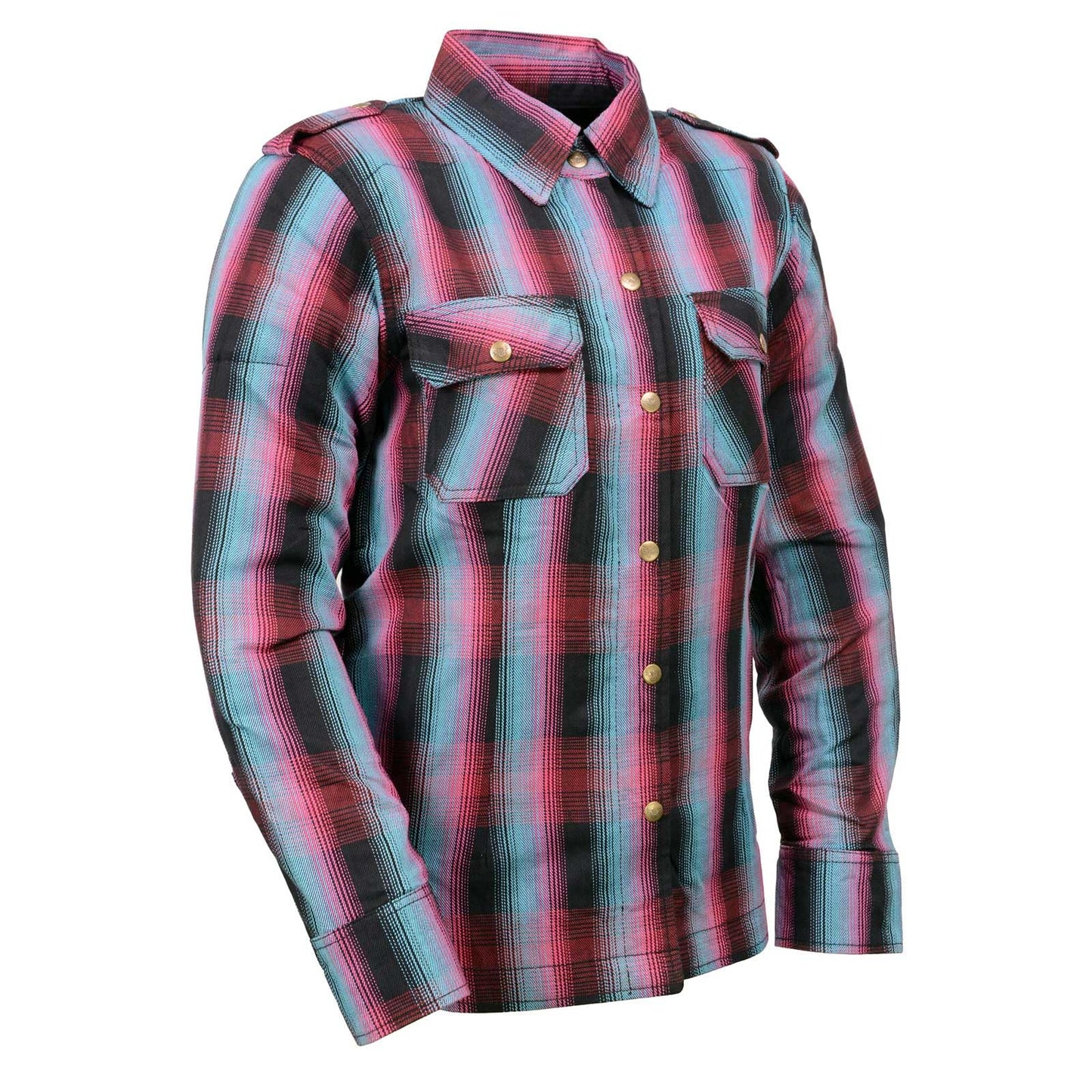 Milwaukee Leather Women’s Motorcycle Plaid Armored Flannel Riding Shirt with Aramid Fiber Reinforced and CE Armor - 2X-Large