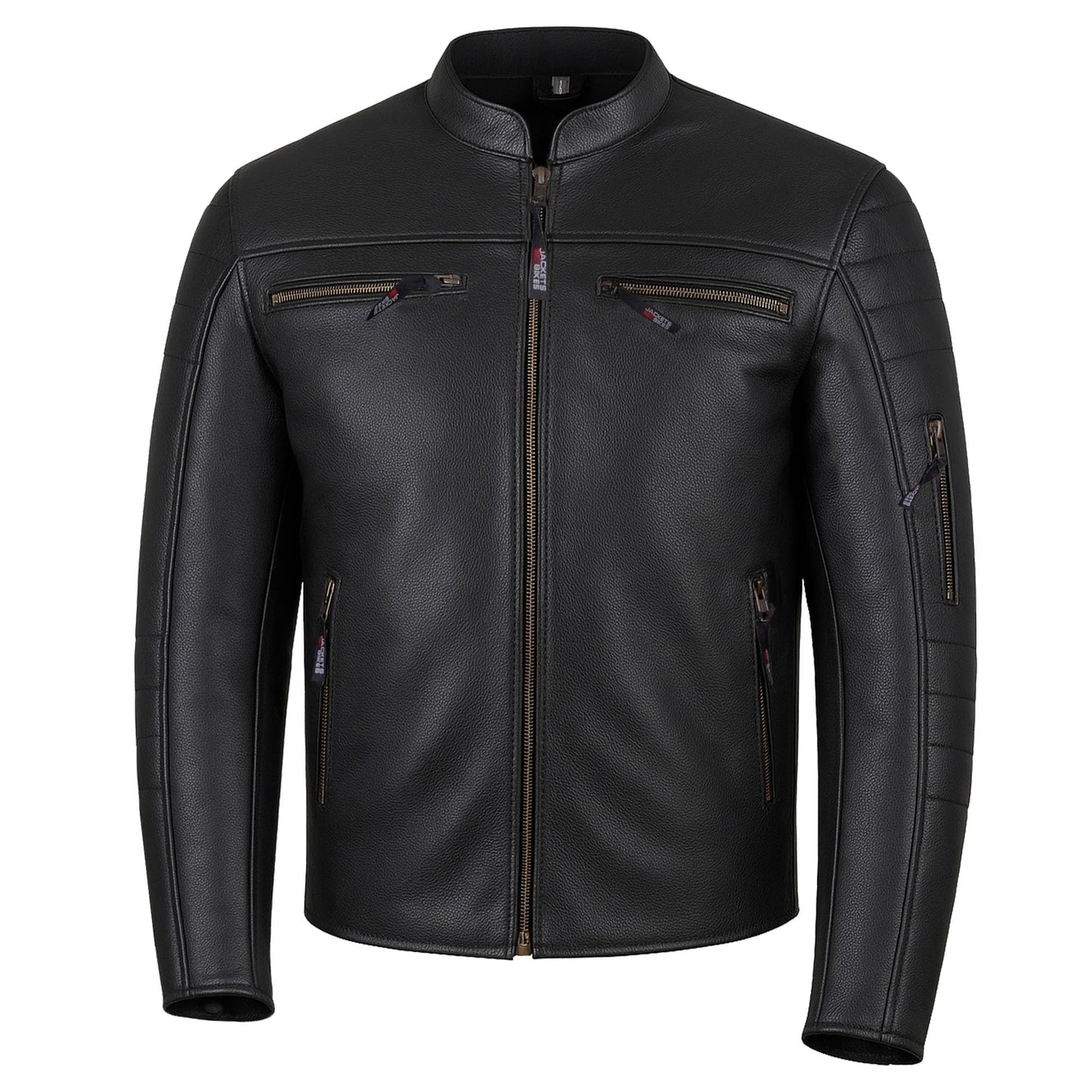REVOLT Men's Motorcycle Jacket, Natural Buffalo Leather, CE Armor - Ventilation, Cruiser Motorbiker Touring Biker Black L
