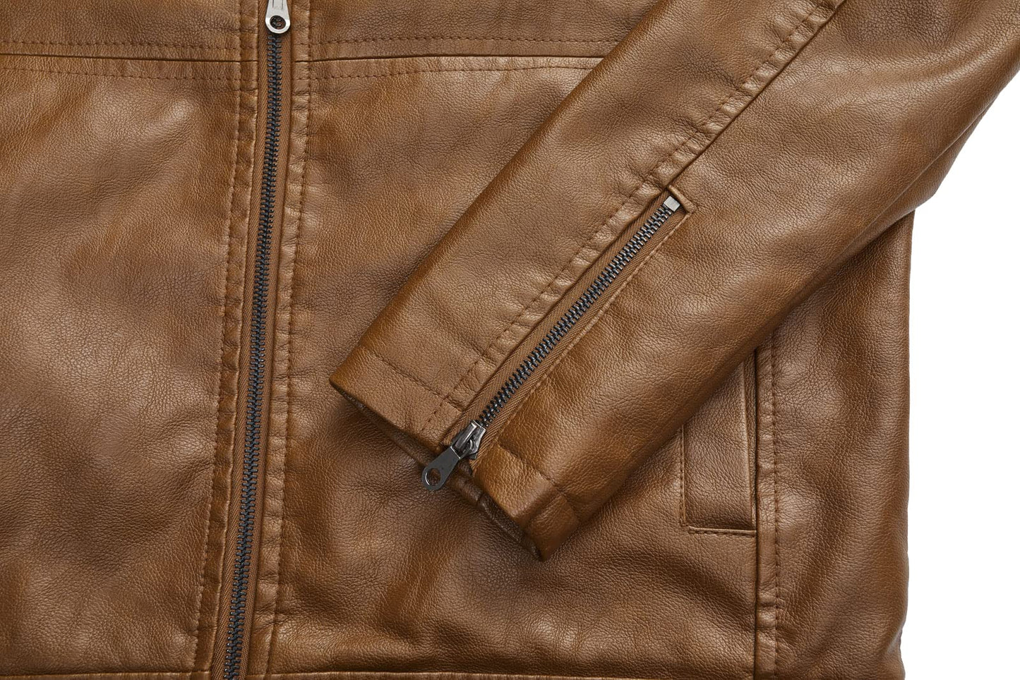 WULFUL Men's Stand Collar Leather Jacket Motorcycle Lightweight Faux Leather Outwear