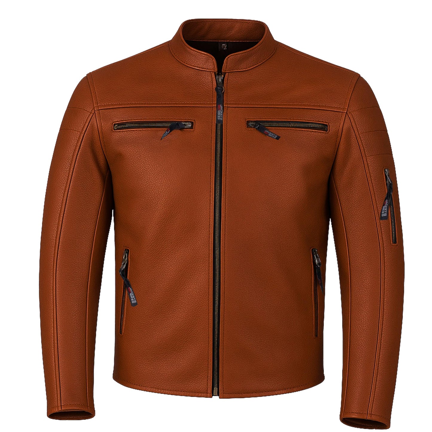 REVOLT Men's Motorcycle Jacket, Natural Buffalo Leather, CE Armor - Ventilation, Cruiser Motorbiker Touring Biker Tan XXL