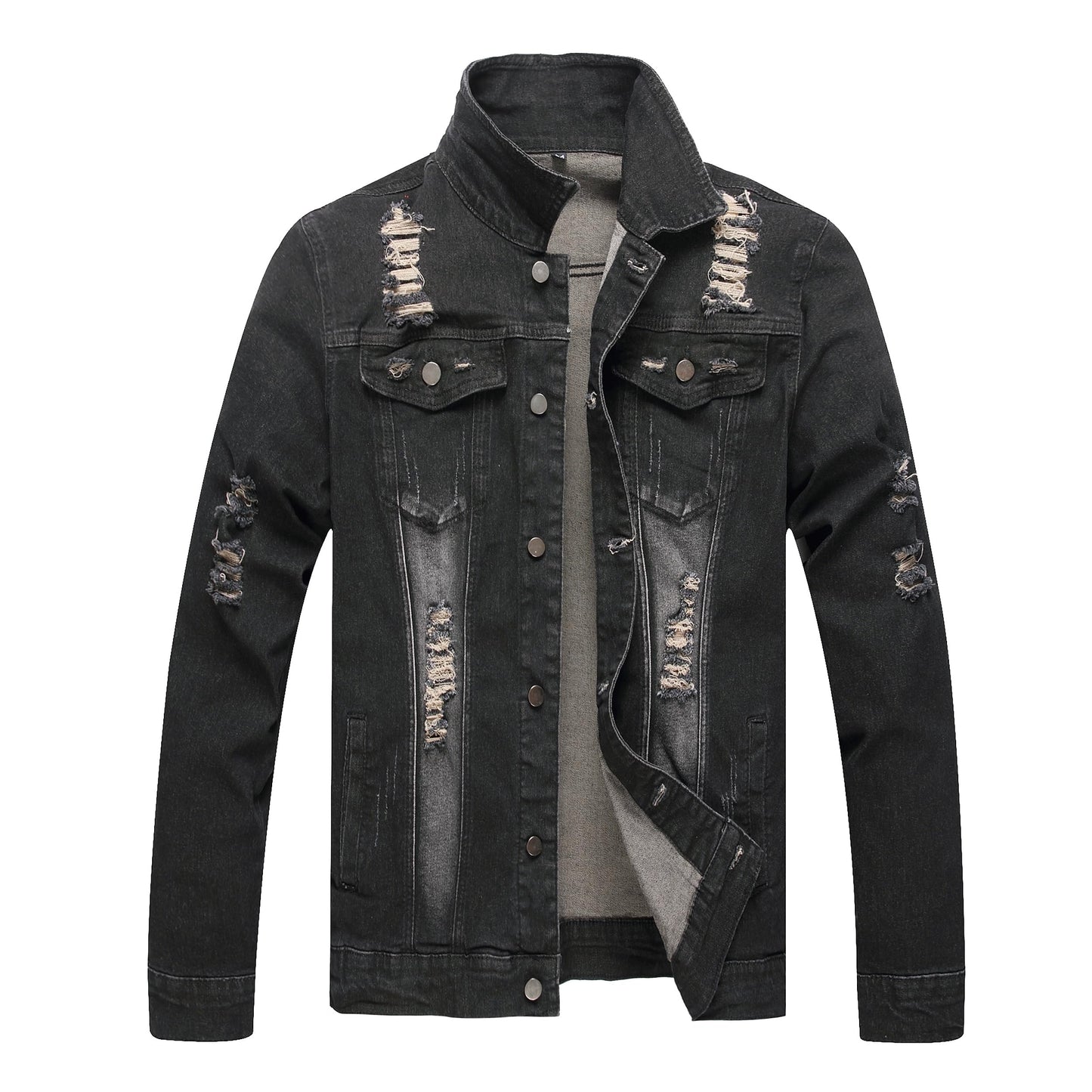 QIMYUM Jean Jacket For Men, Distressed Slim Denim Jacket