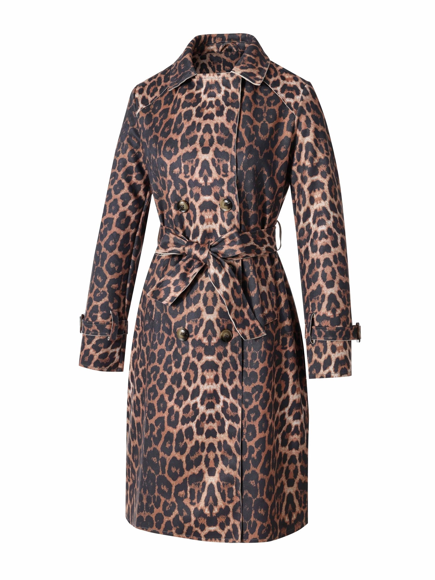 Bellivera Women Faux Suede Leather Jacket,Spring Fall Clothes Winter Long Trendy Trench Coat, Lightweight Windbreaker with Belt 18CLA Leopard M