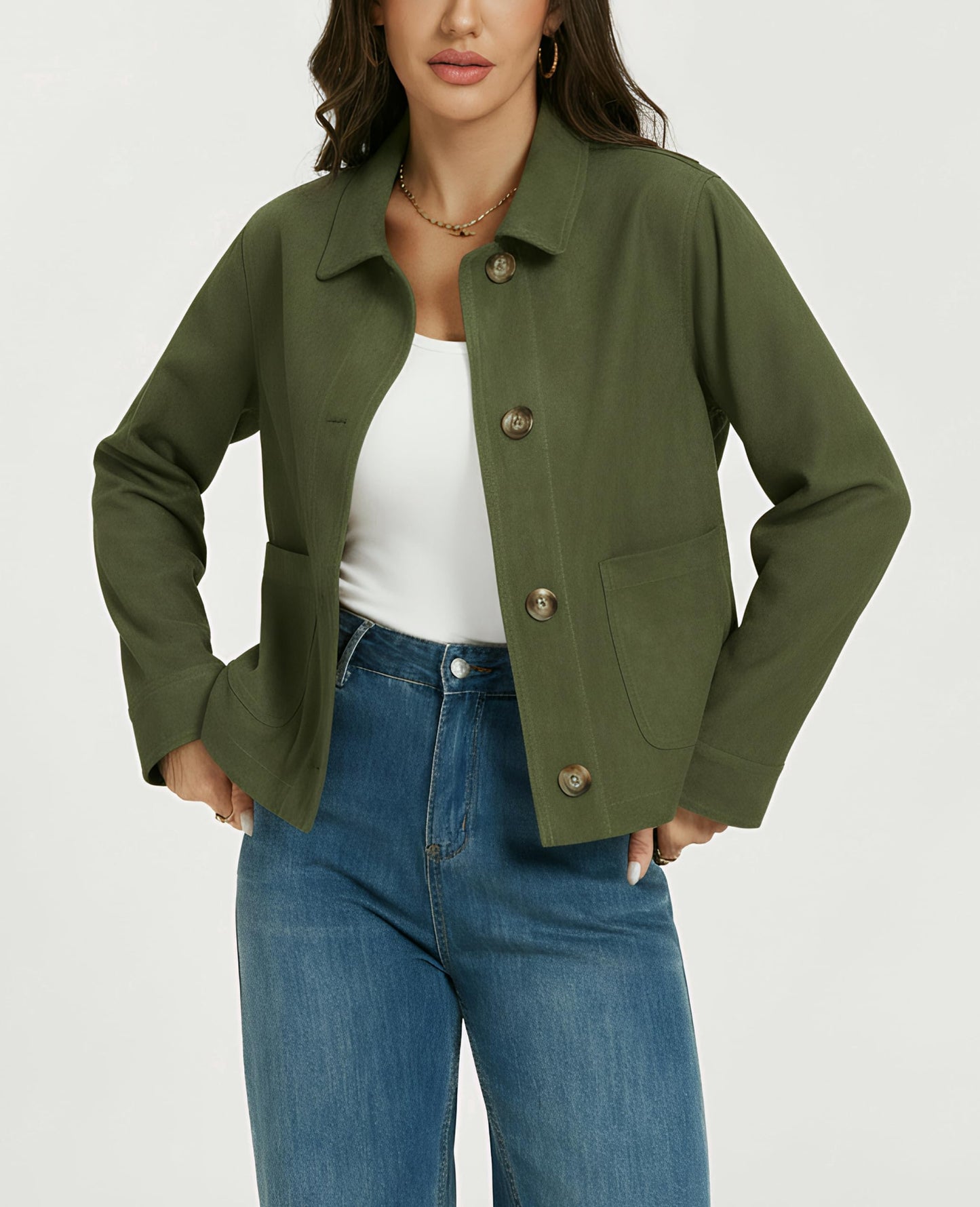 Ladyful Womens Faux Suede Bomber Jacket Cropped Dressy Fall Casual Button Down Leather Coat Outerwear
