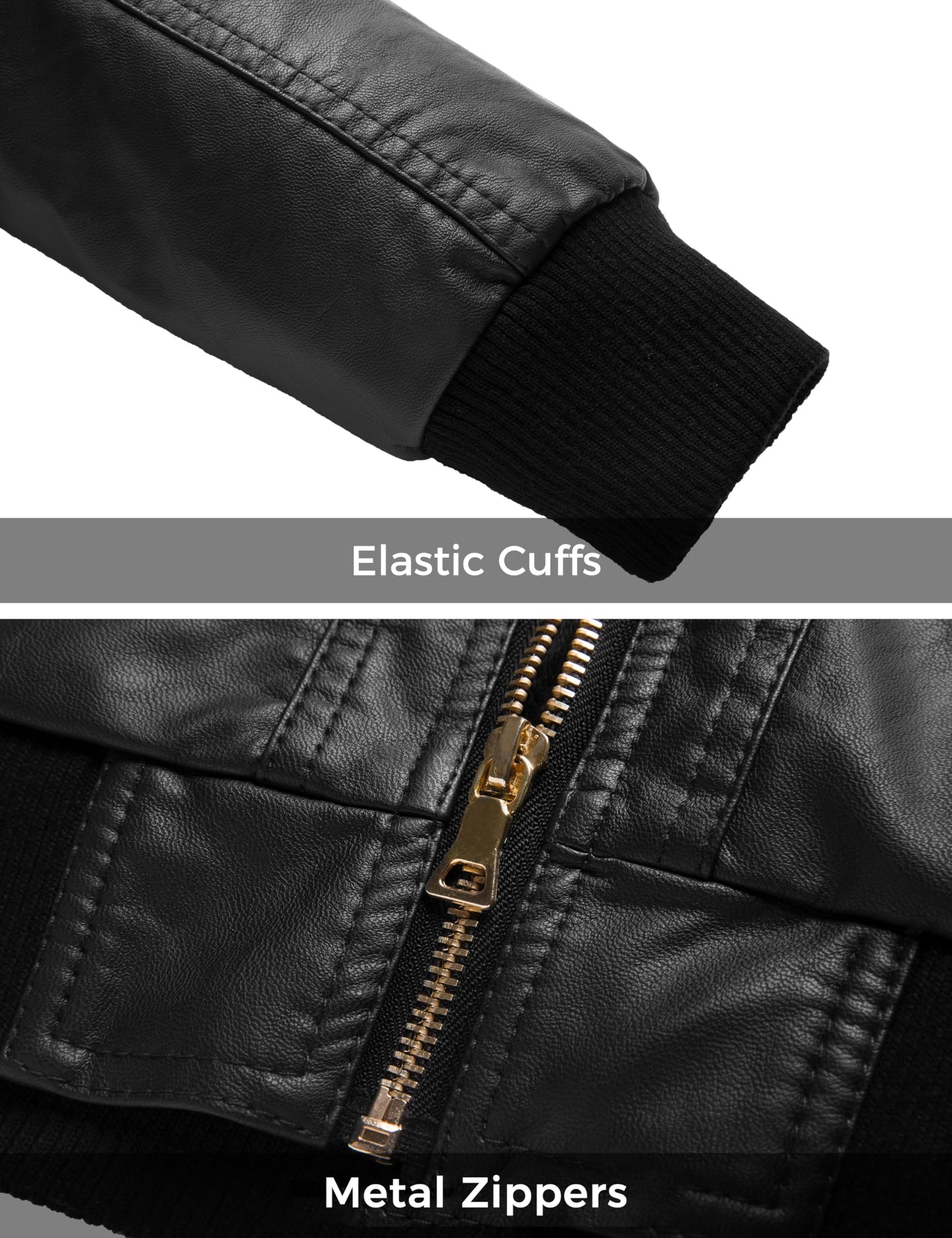 wantdo Women's Quilted Classic Faux Leather Short Jackets with Hood Black M