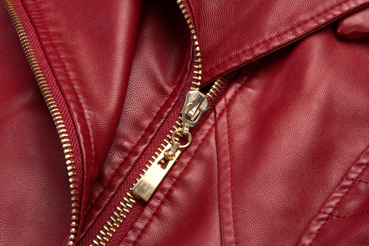 chouyatou Women's Candy Color Asymmetric Zip Slim Faux Leather Cropped Moto Jacket (Medium, Dark Red)