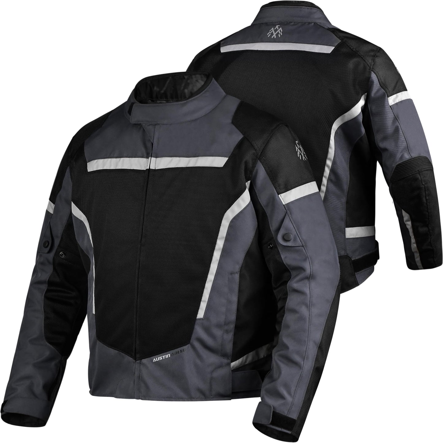ADLER PRODUCTS Motorcycle Jacket for Men, AUSTIN AIR 1.0 Mesh Motorcycle Armor Jacket, CE Certified With Detachable Rain Liner (US, Alpha, X-Large, Regular, Regular, Gray)