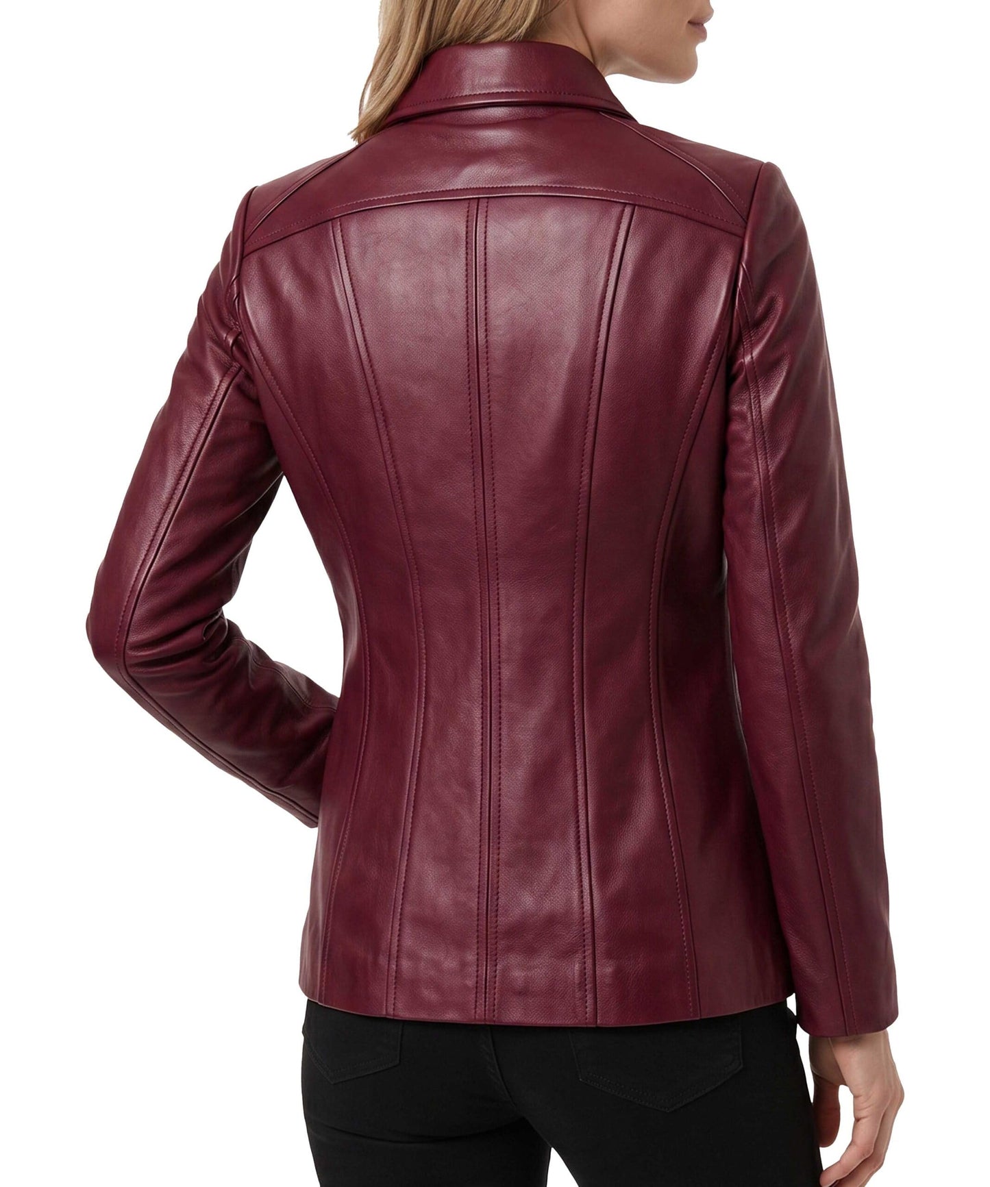 TRENDS GENESIS Maroon Leather Car Coat Women Genuine Lambskin Long Leather Jacket Classic Outerwear XL