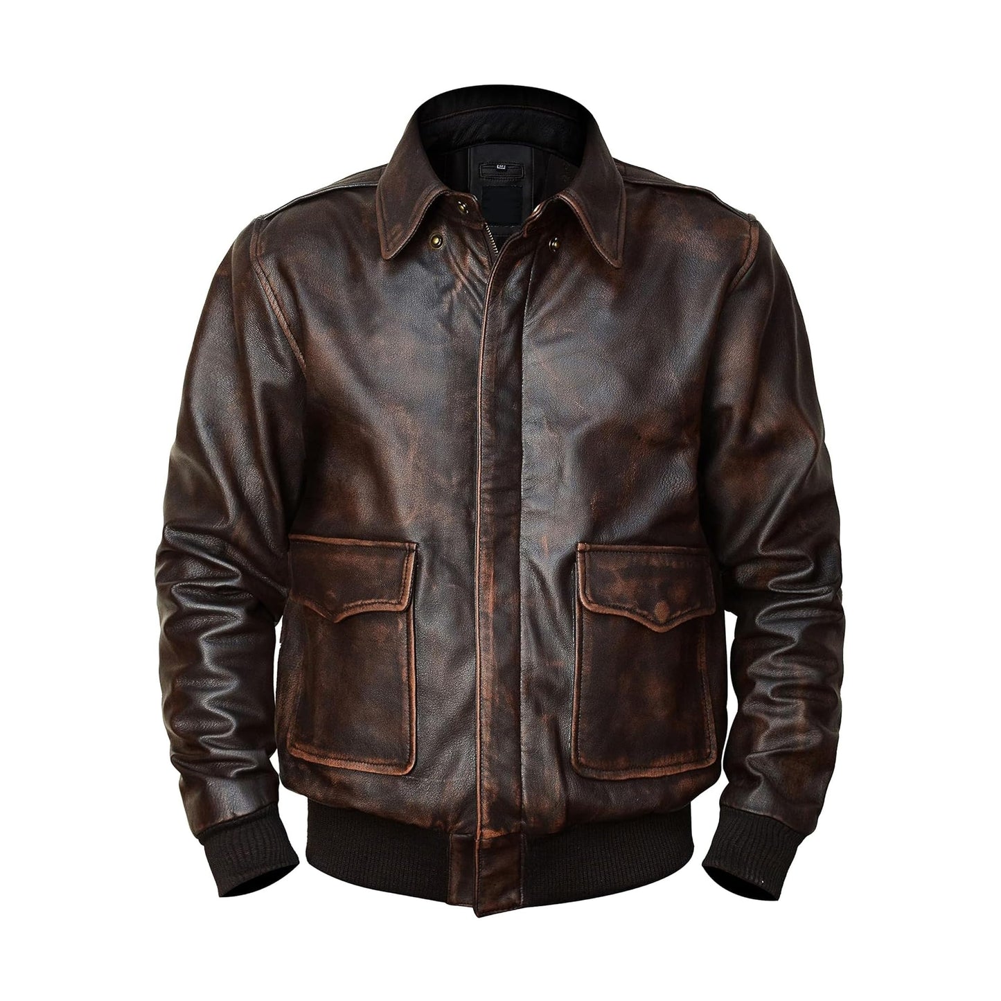 UGFashions Ww2 Us brown flight jacket A2 Leather Jacket US Air Force Distressed Leather Ww2 Flight Bomber Jacket