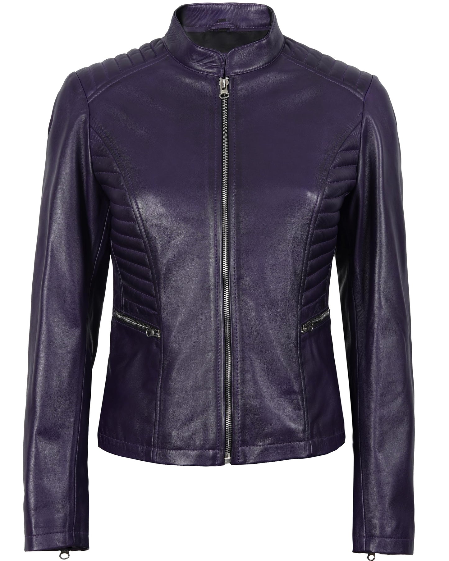 Decrum Disc Purple Womens Leather Jackets - Moto Jacket Women | (N2) [1315872] N-185 Purple, S
