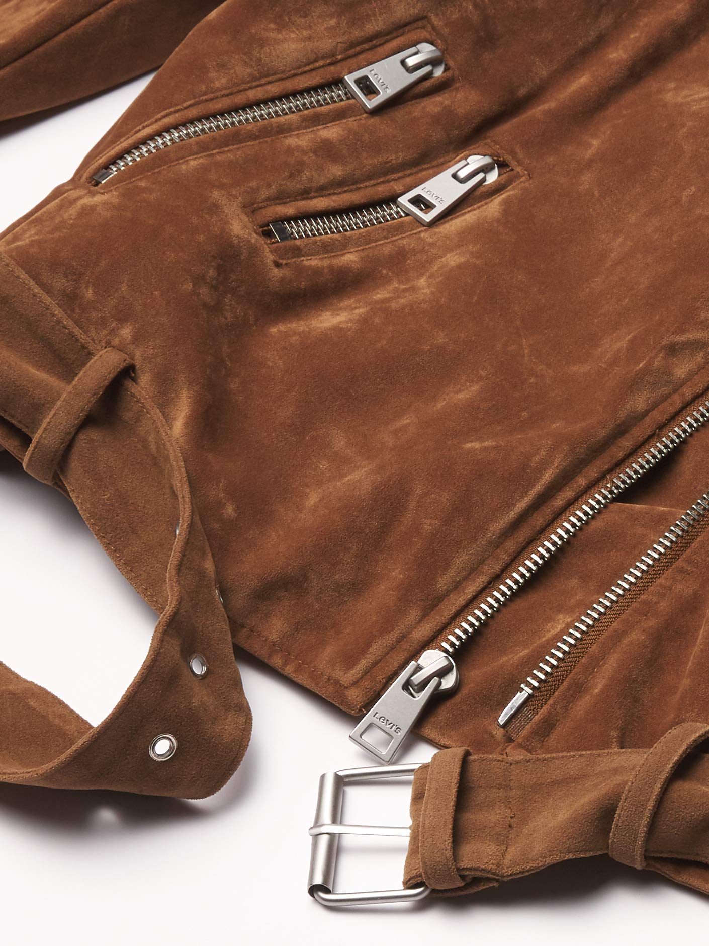 Levi's Women's Faux Leather Belted Motorcycle Jacket (Standard and Plus Sizes), Cognac Faux Suede, 3X