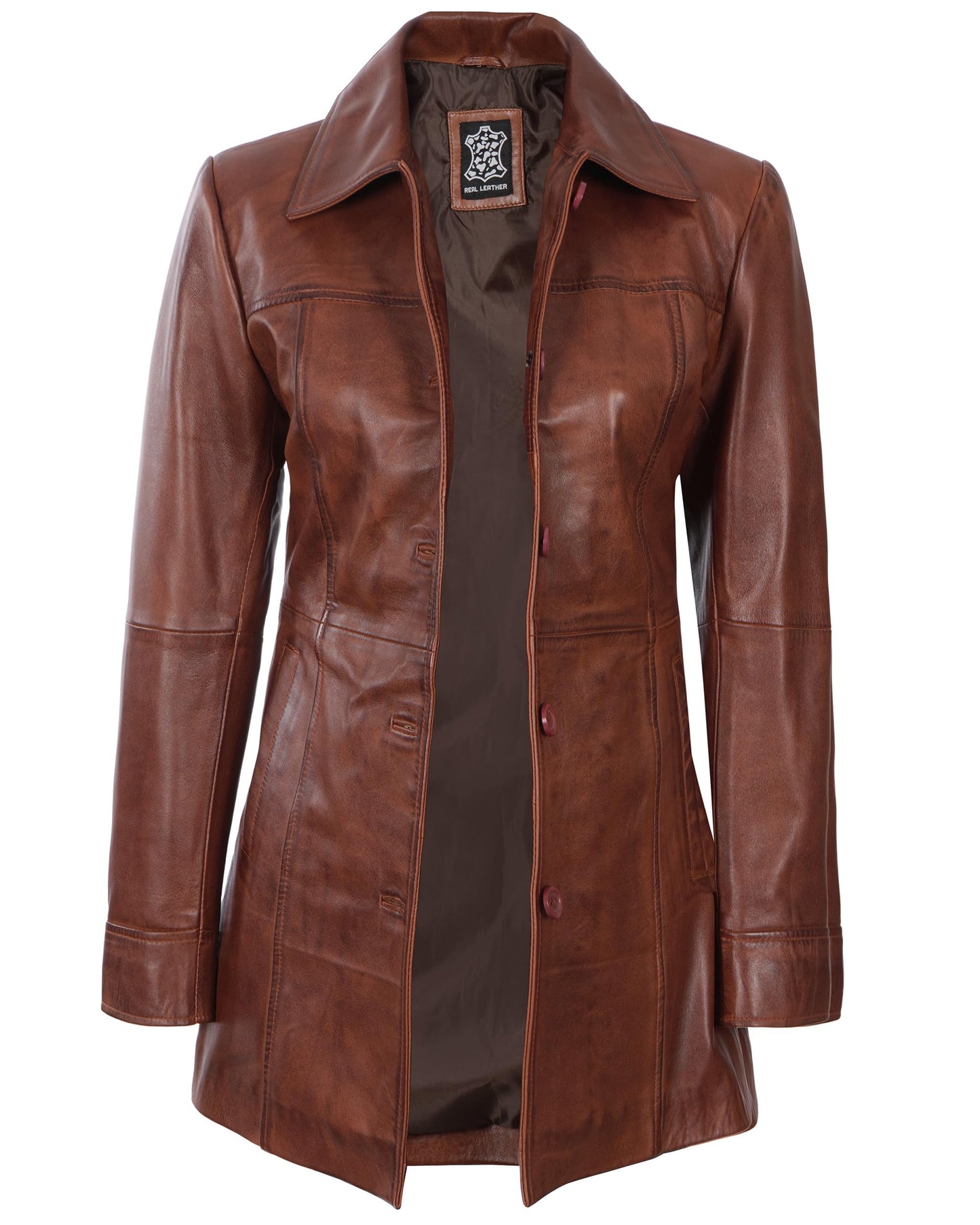 Decrum Womens Blazer Leather Jacket - Brown Leather Coats | [1515032] Kandis Cognc, S