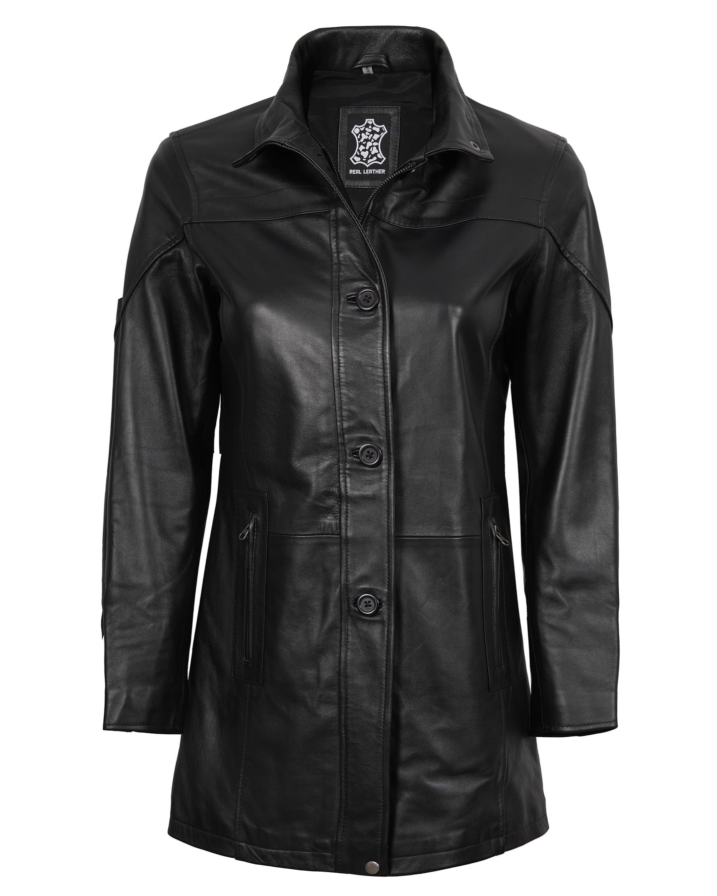 Blingsoul Disc Genuine Lambskin Black Leather Jacket Women | [1514283] Bristol Black, M