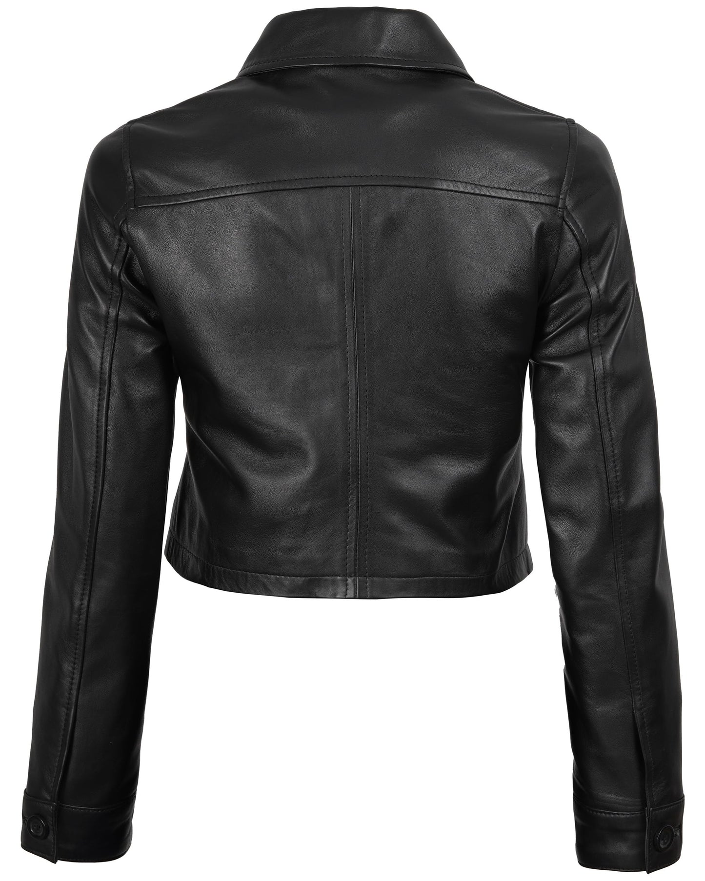 fjackets Leather Jacket Cropped Women - Real Lambskin Women Leather Jacket|Mable Cropped Black, [1329304] L