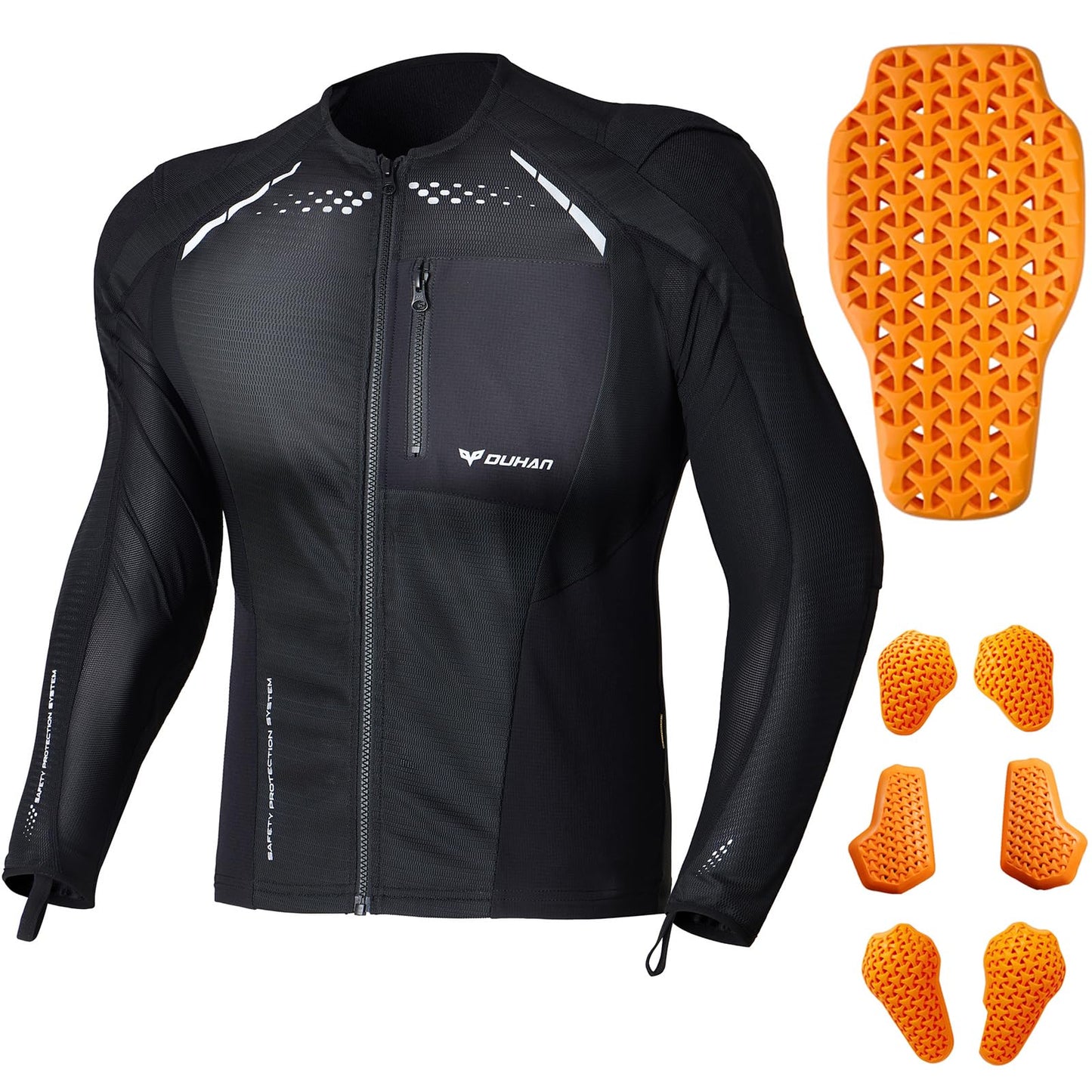 DUHAN Motorcycle Shirt Mesh Motorcycle Jacket Men with CE Level 2 Armor motorcycle protective gear for All Seasons (US, Alpha, Medium, Regular, Regular, Black)