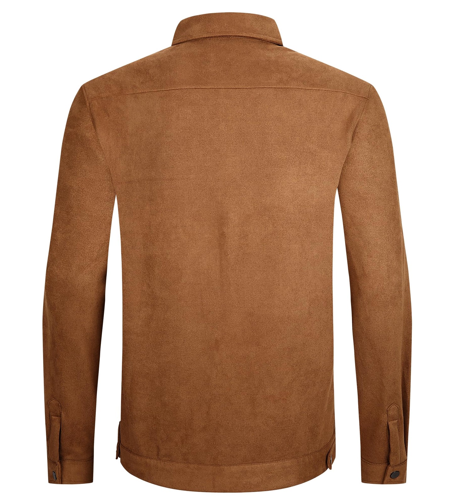 Alex Vando Mens Button Down Suede Shirt Jackets with Two Pockets,Brown,M