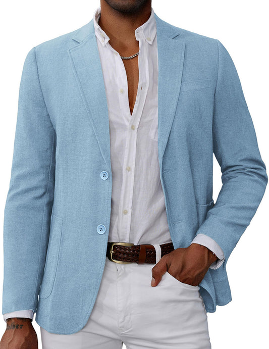 GRACE KARIN Mens Casual Sport Coats 2 Button Suit Jacket with Pockets Lightweight Sport Coat Blazer Sky Blue M