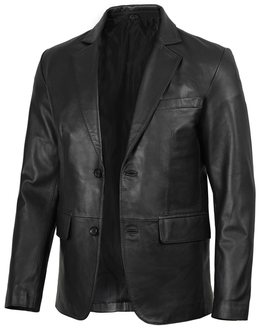 fjackets Premium Men's Leather Blazer - Classic Style, Lightweight Design, Genuine Lambskin, Perfect for Business and Special Occasions | [1505205] XL