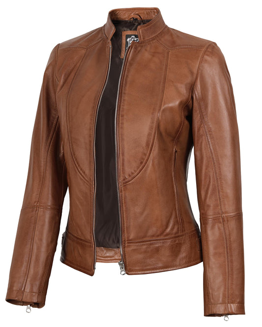 Decrum Disc Womens Leather Jacket - Leather Jacket for Women | [1300862] Amy Brown, S