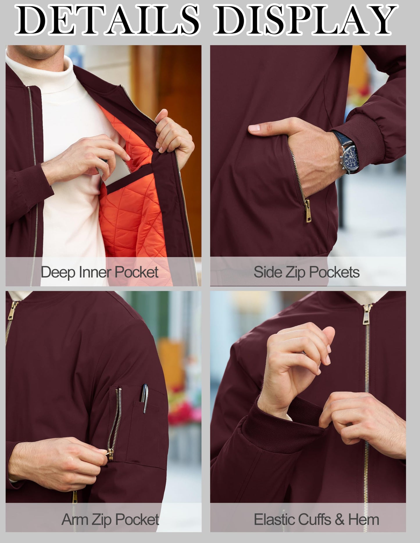 CRYSULLY Mens Fall Winter Light Bomber Jacket Casual Daily Outer Coats